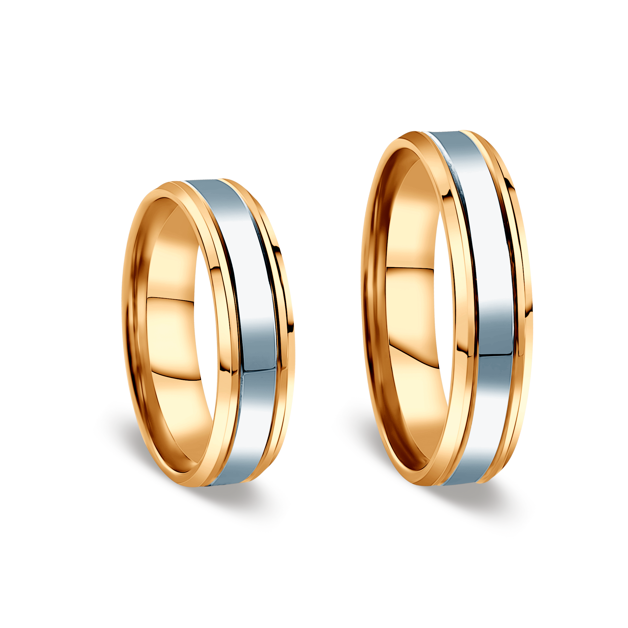 Obrączki ślubne: dwukolorowe złoto, fazowane, 5 mm - 3