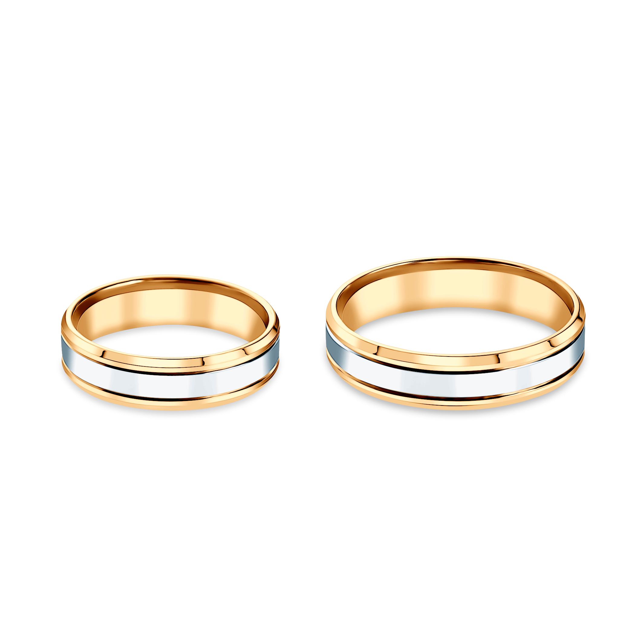 Obrączki ślubne: dwukolorowe złoto, fazowane, 5 mm - 4