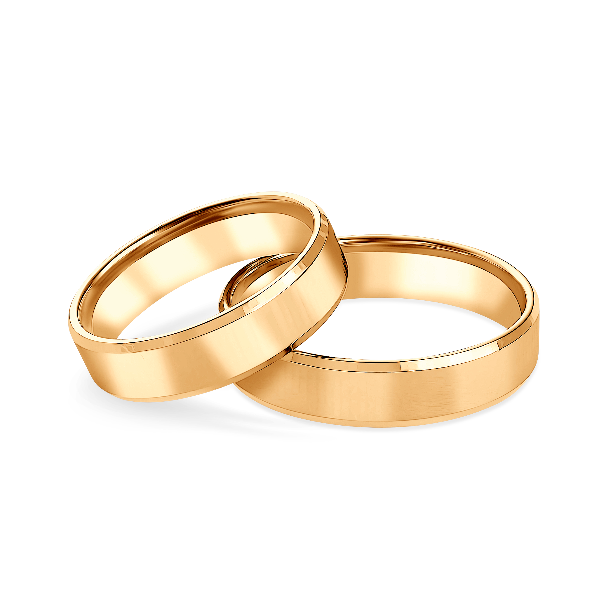 Obrączki ślubne: żółte złoto, fazowane, 5 mm