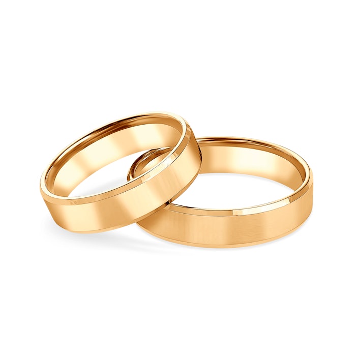 Obrączki ślubne: żółte złoto, fazowane, 5 mm