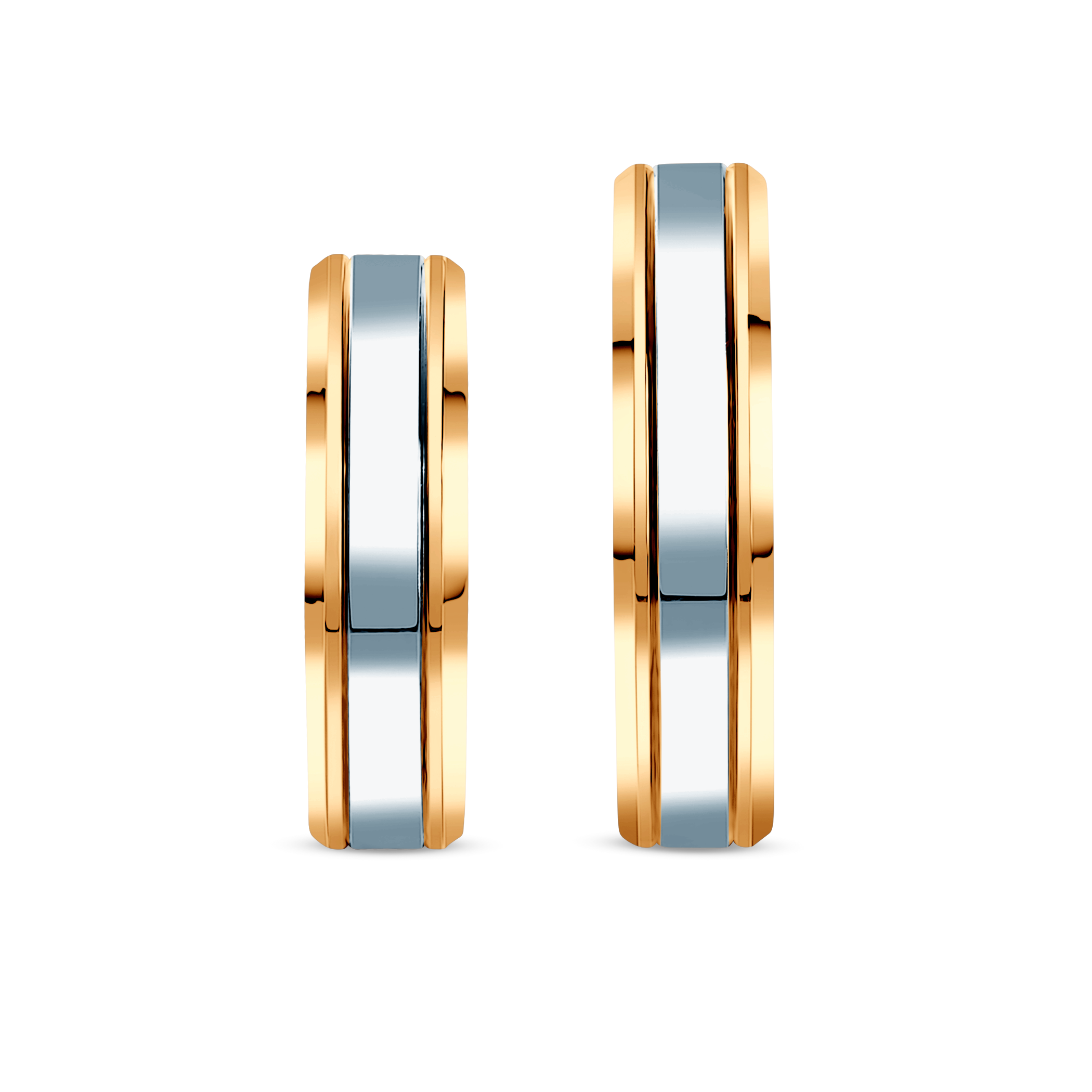 Obrączki ślubne: dwukolorowe złoto, fazowane, 5 mm - 5