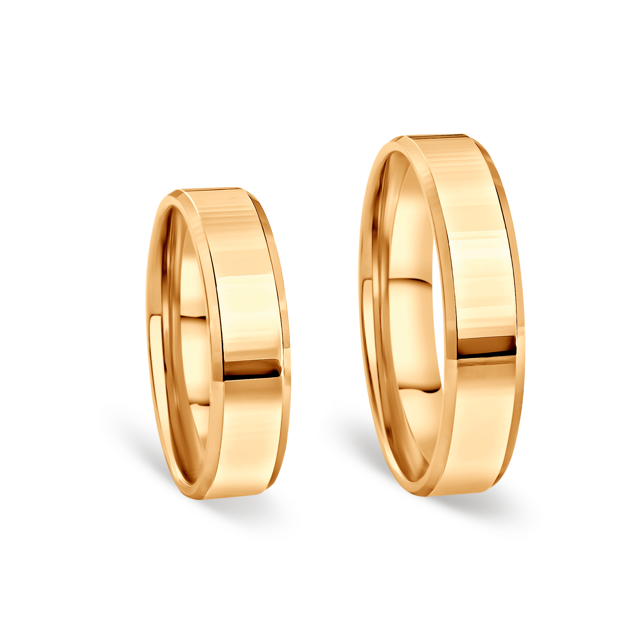 Obrączki ślubne: żółte złoto, fazowane, 5 mm - 3