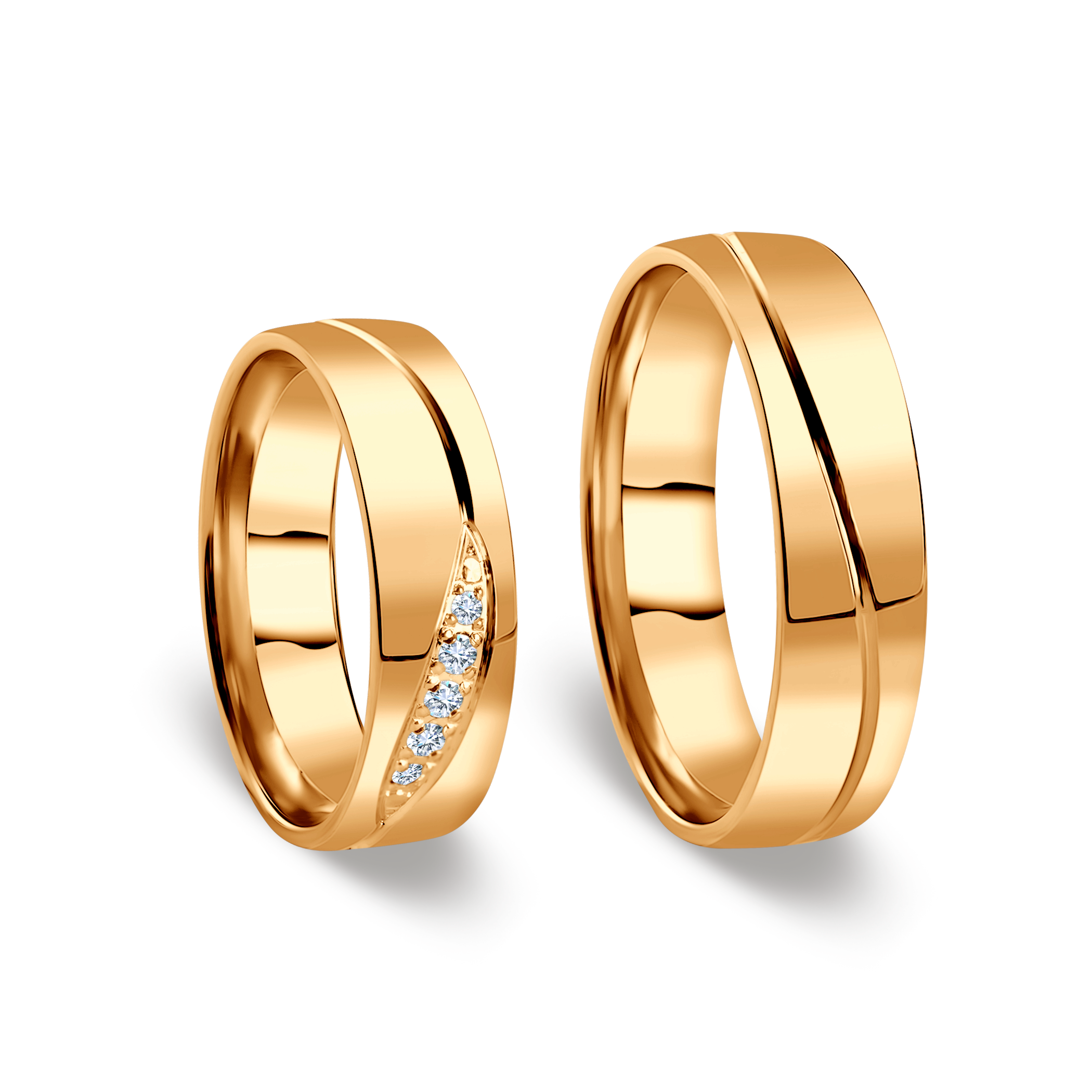 Obrączki ślubne: żółte złoto, półokrągłe, 5,5 mm