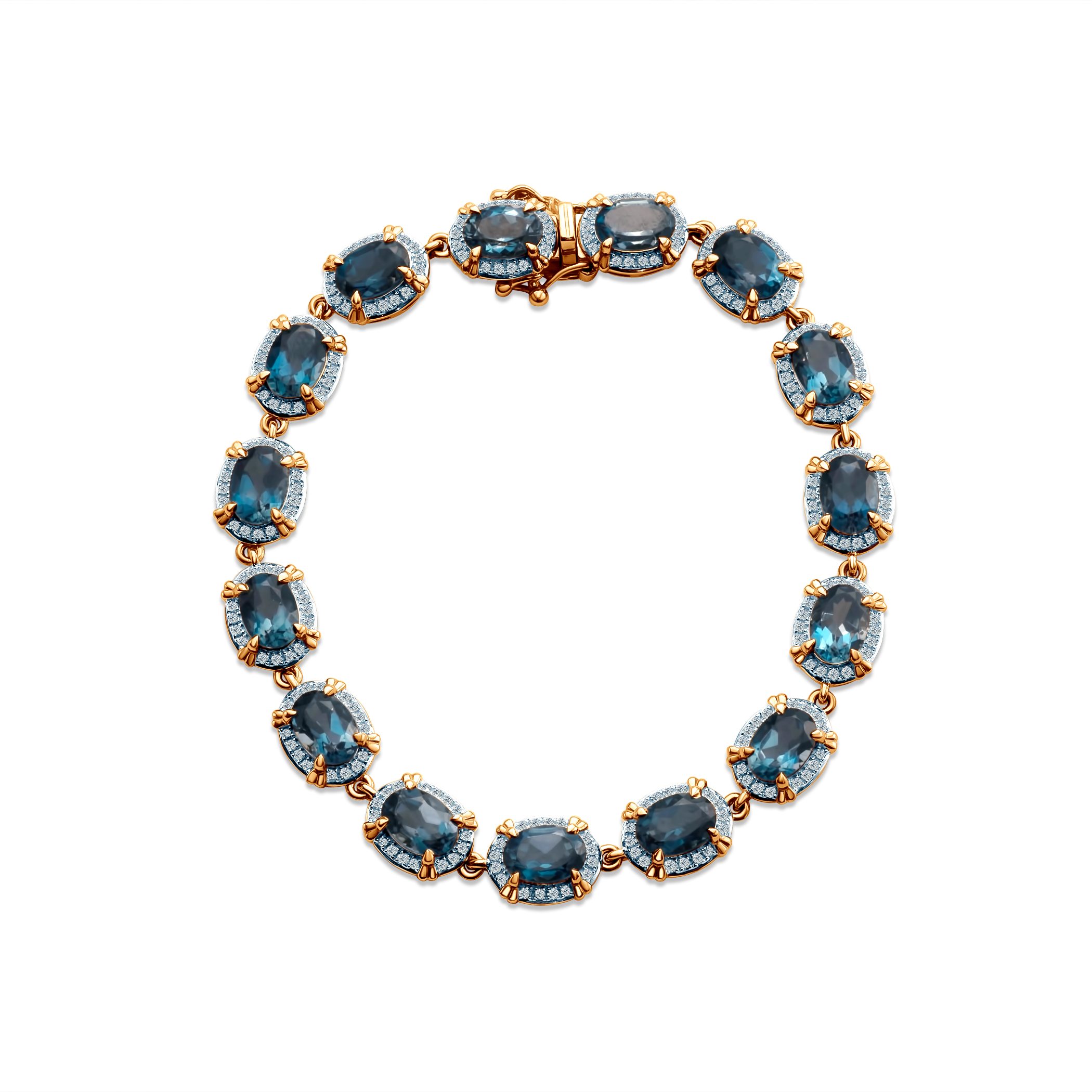 Armband Savicki: zweifarbiges Gold, Topase, Diamanten