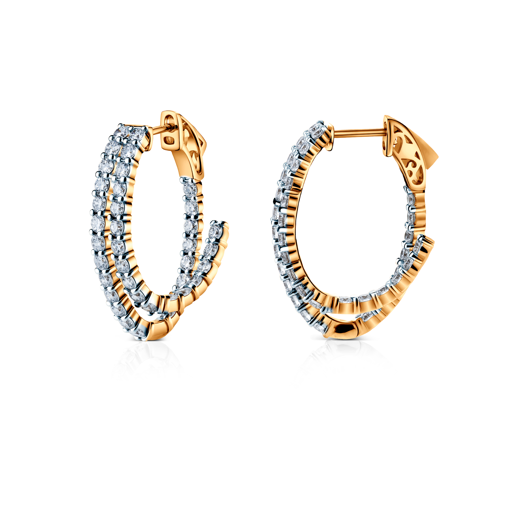 Ohrringe Savicki: zweifarbiges Gold, Labordiamanten