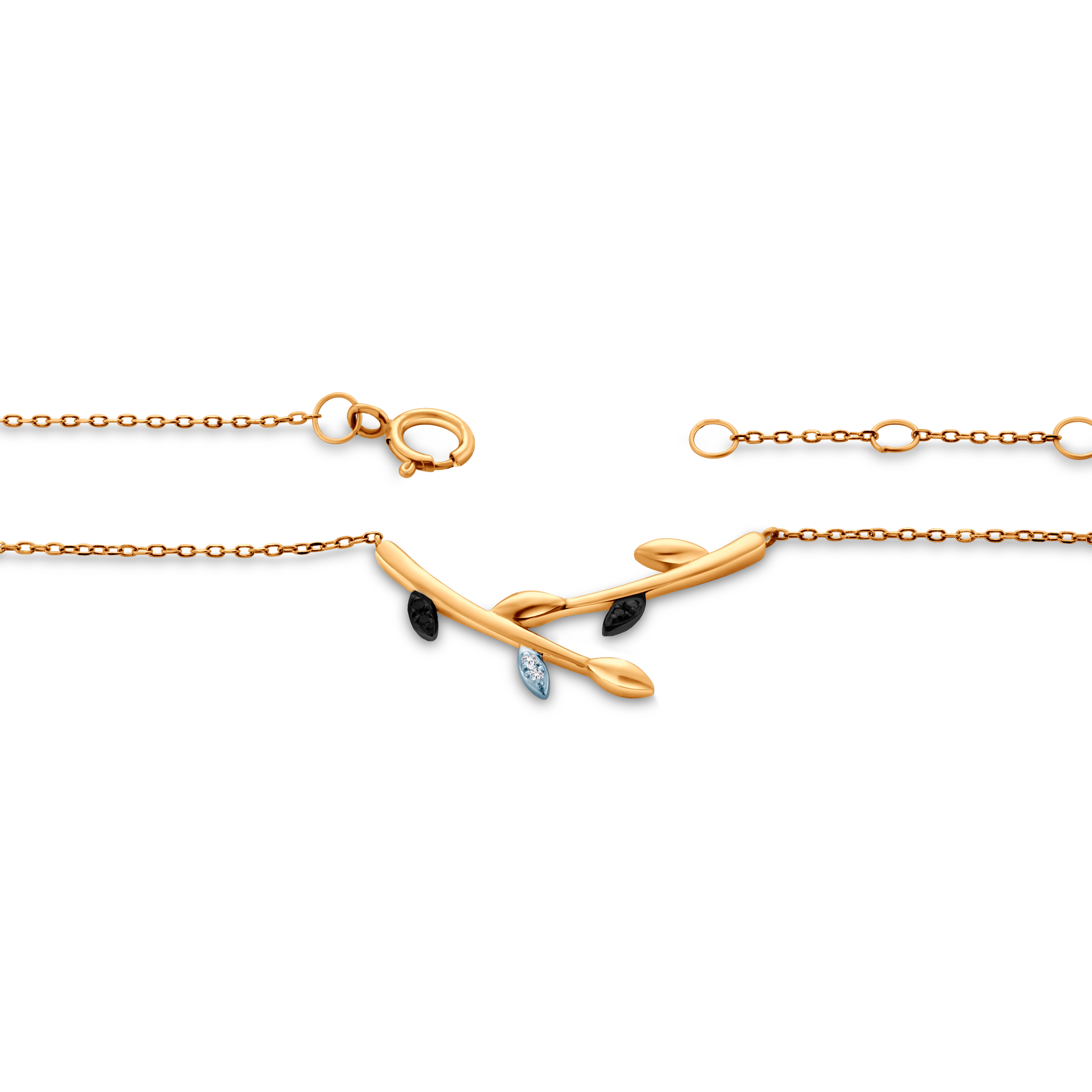 Naszyjnik złoty 585 z białymi i czarnymi diamentami 0.06ct 42 cm - 3