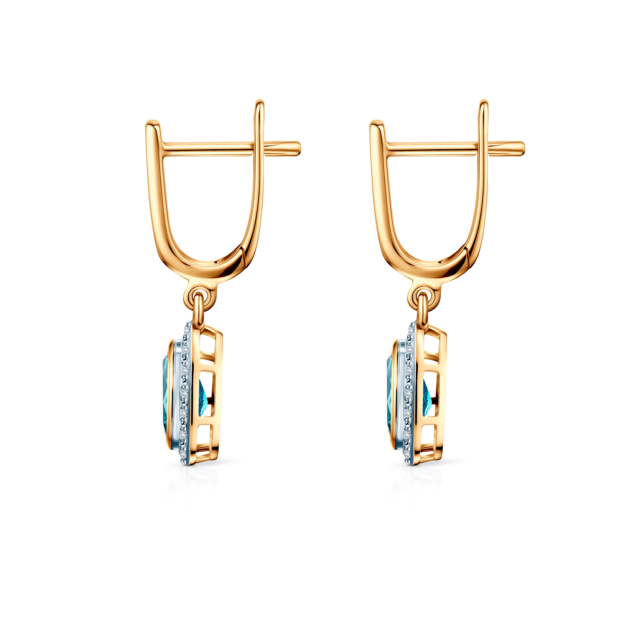 Ohrringe Savicki: zweifarbiges Gold, Topase, Diamanten - 5