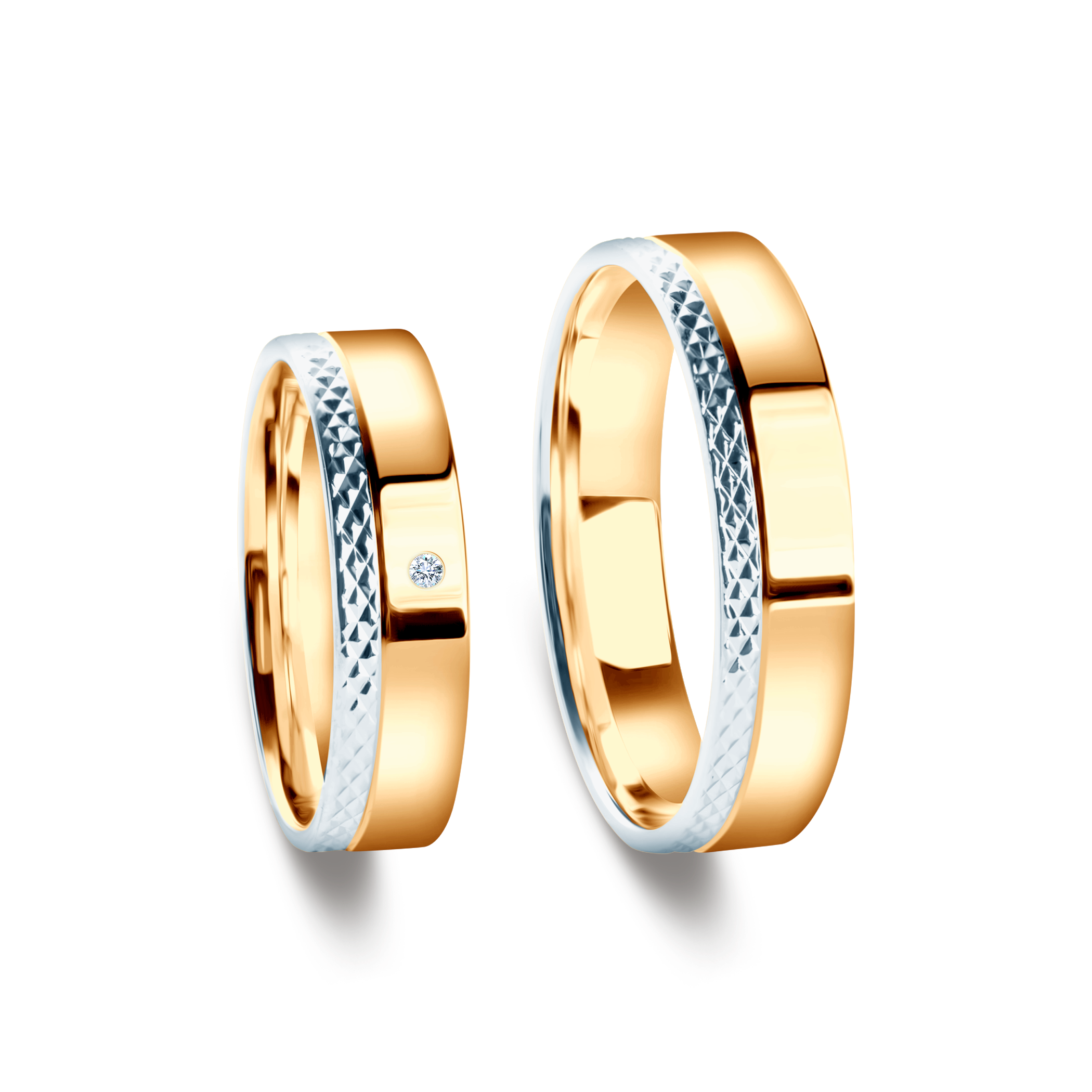 Obrączki ślubne: dwukolorowe złoto, płaskie, 5 mm - 3