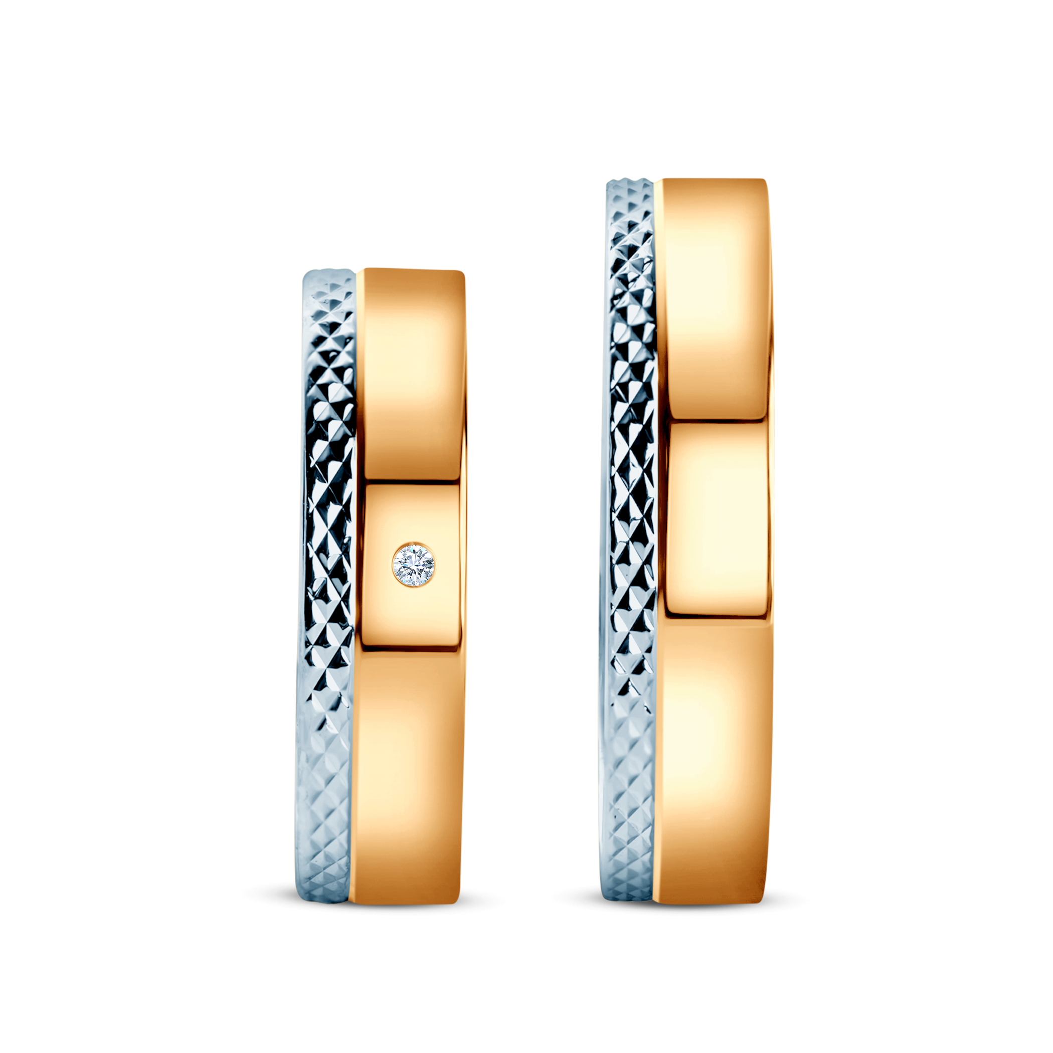 Obrączki ślubne: dwukolorowe złoto, płaskie, 5 mm - 5