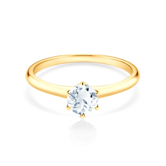 Zásnubný prsteň The Journey: žlté zlato, akvamarín