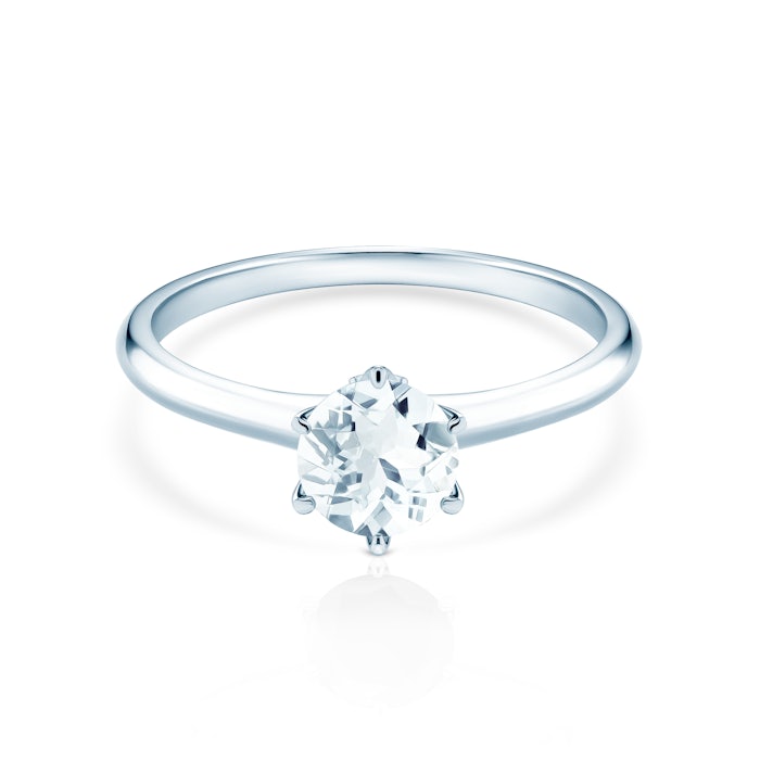 Pierścionek zaręczynowy The Journey: białe złoto, akwamaryn