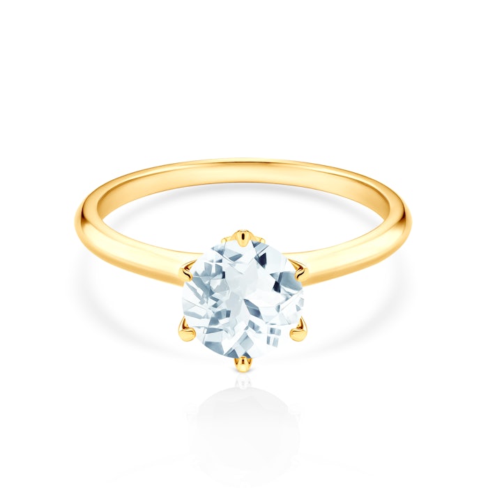 Zásnubný prsteň The Journey: žlté zlato, akvamarín
