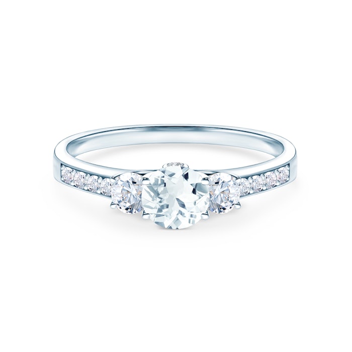 Dream engagement ring: white gold, aquamarine