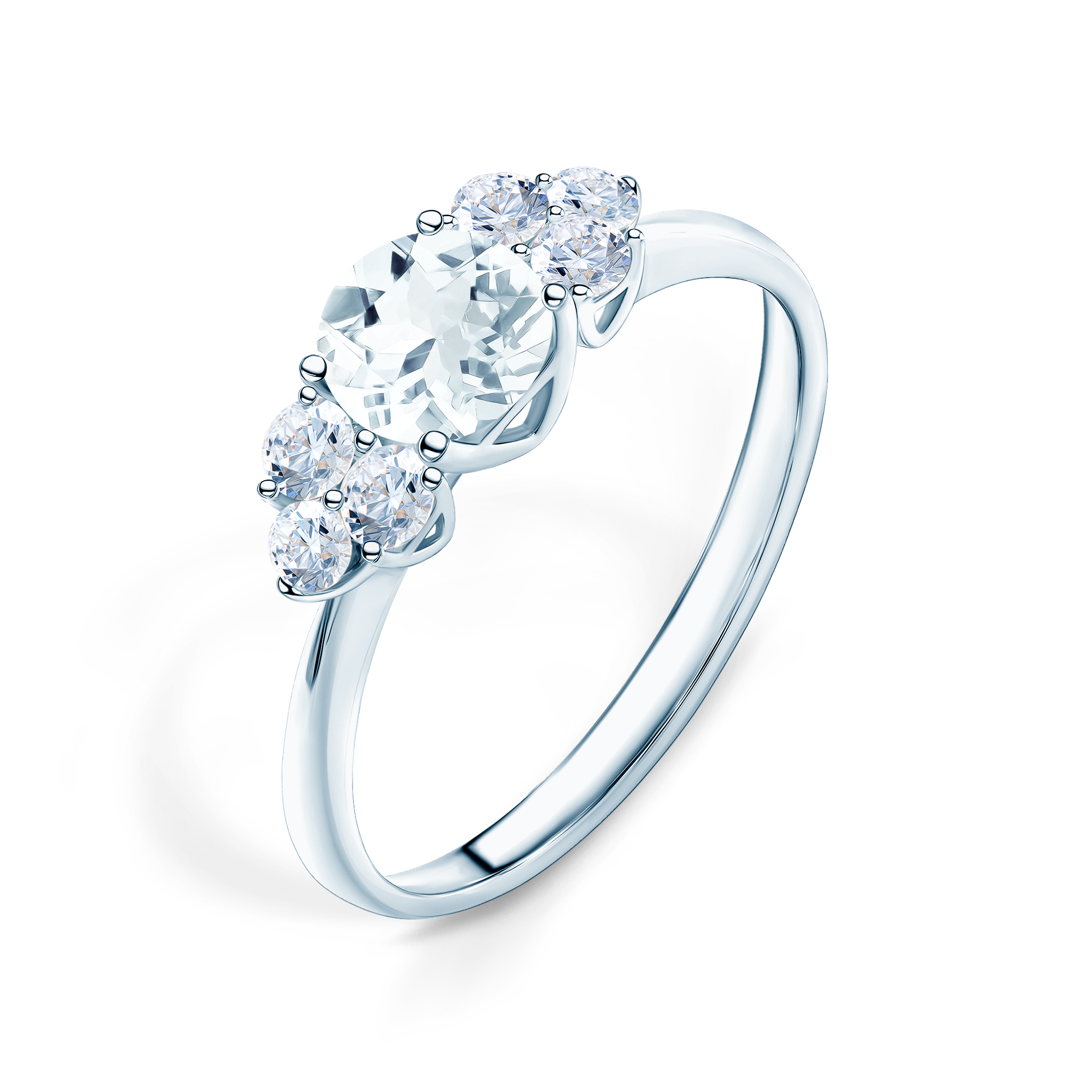 Verlobungsring Fairytale: Weißgold, Aquamarin