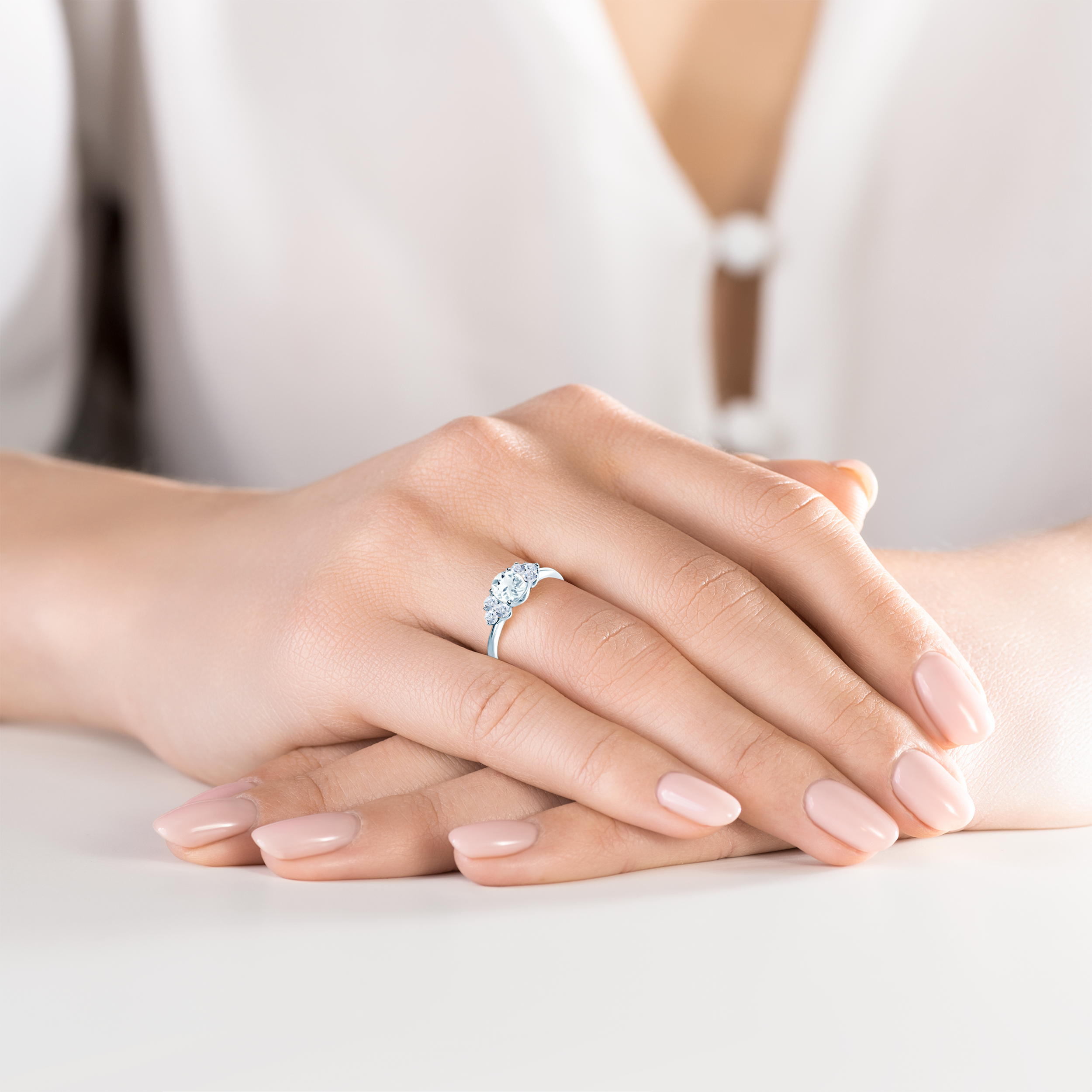 Verlobungsring Fairytale: Weißgold, Aquamarin