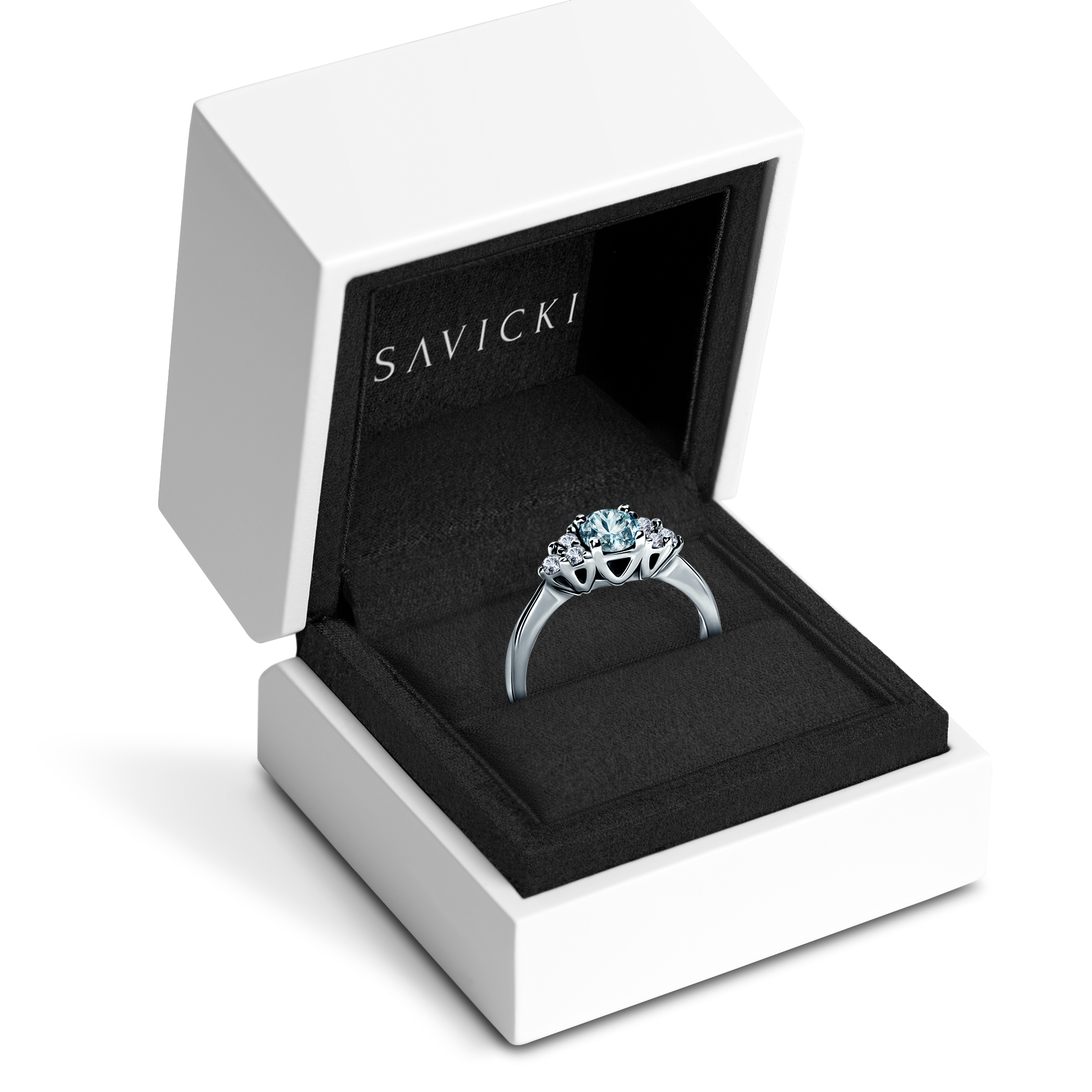 Pierścionek zaręczynowy Fairytale: białe złoto, akwamaryn