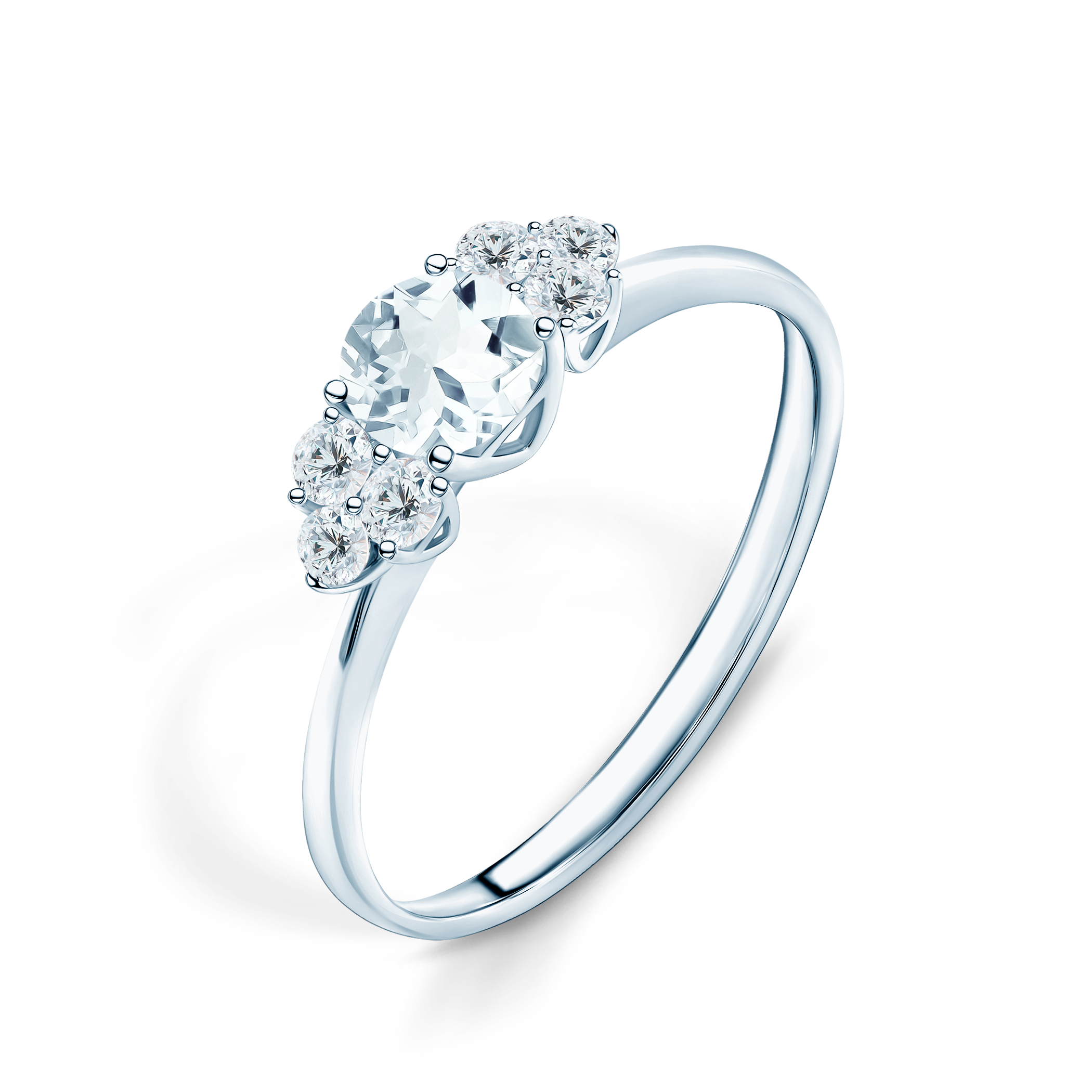 Pierścionek zaręczynowy Fairytale: białe złoto, akwamaryn - 4