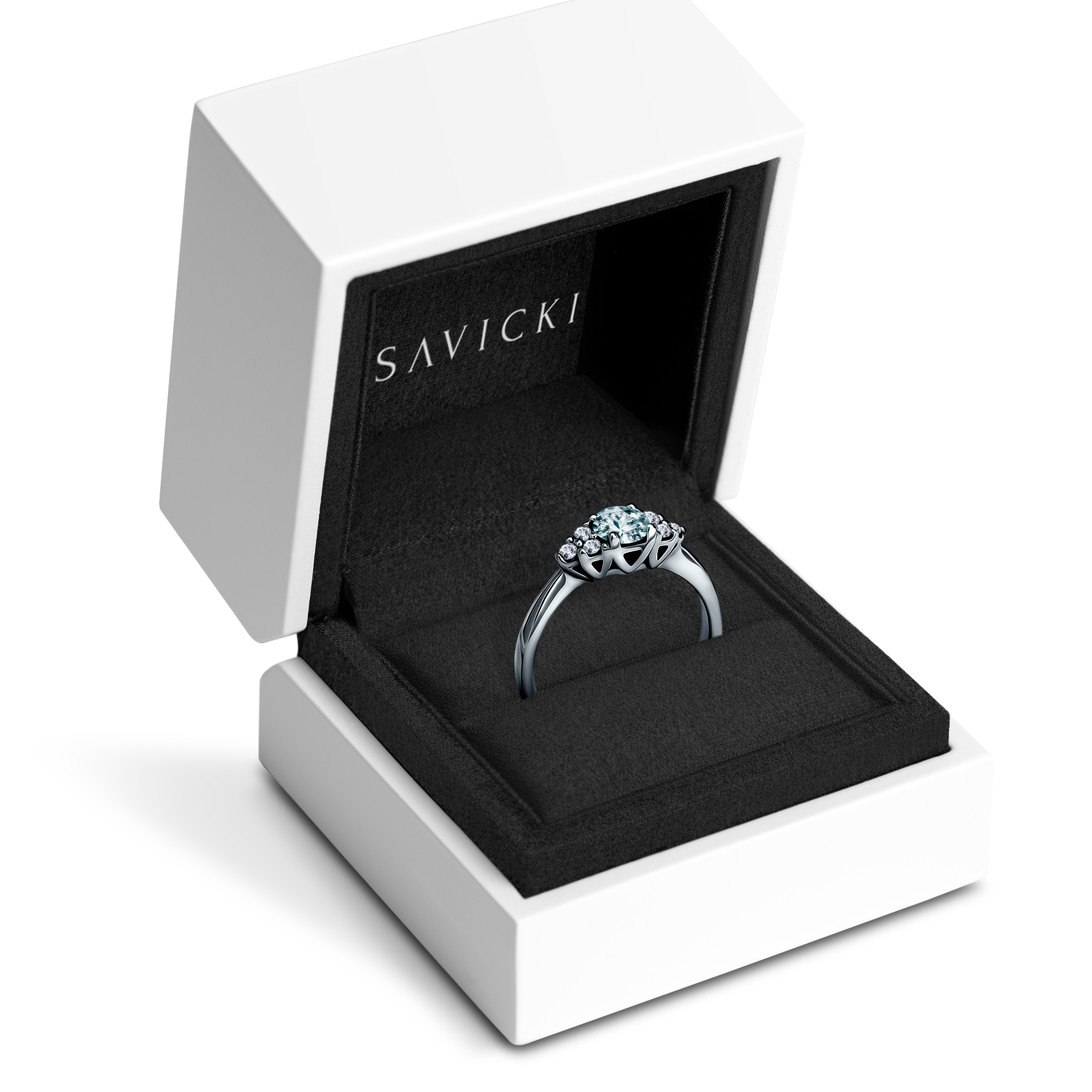 Pierścionek zaręczynowy Fairytale: białe złoto, akwamaryn