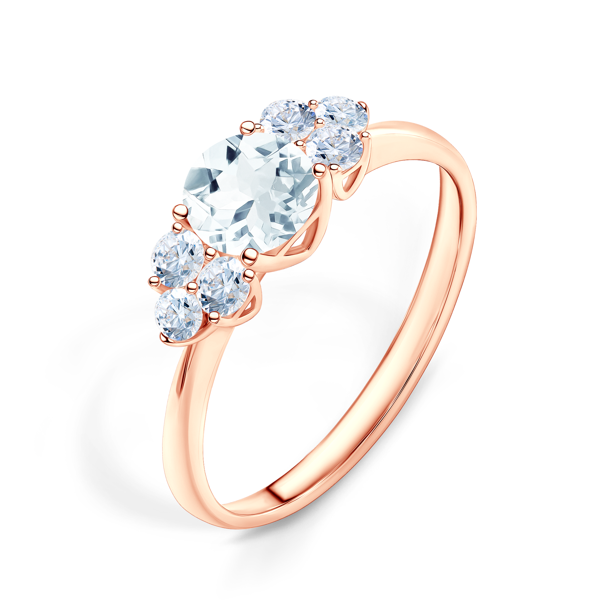 Pierścionek zaręczynowy Fairytale: różowe złoto, akwamaryn - 4