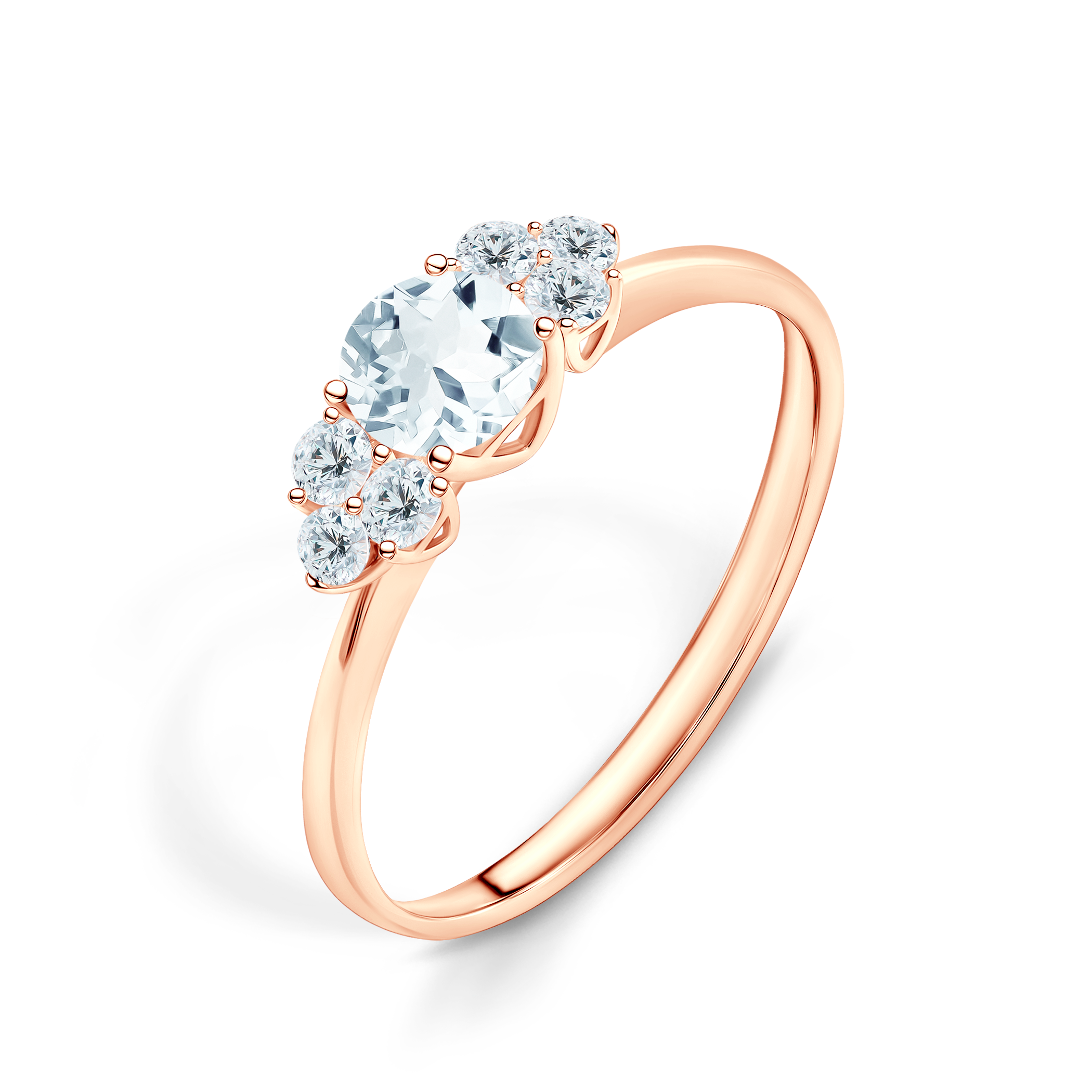 Pierścionek zaręczynowy Fairytale: różowe złoto, akwamaryn