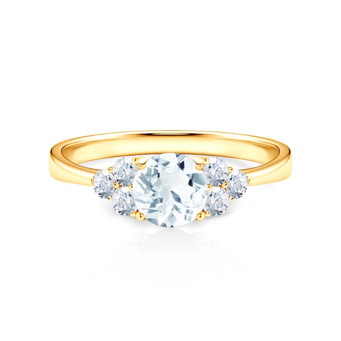 Pierścionek zaręczynowy Fairytale: złoty, akwamaryn