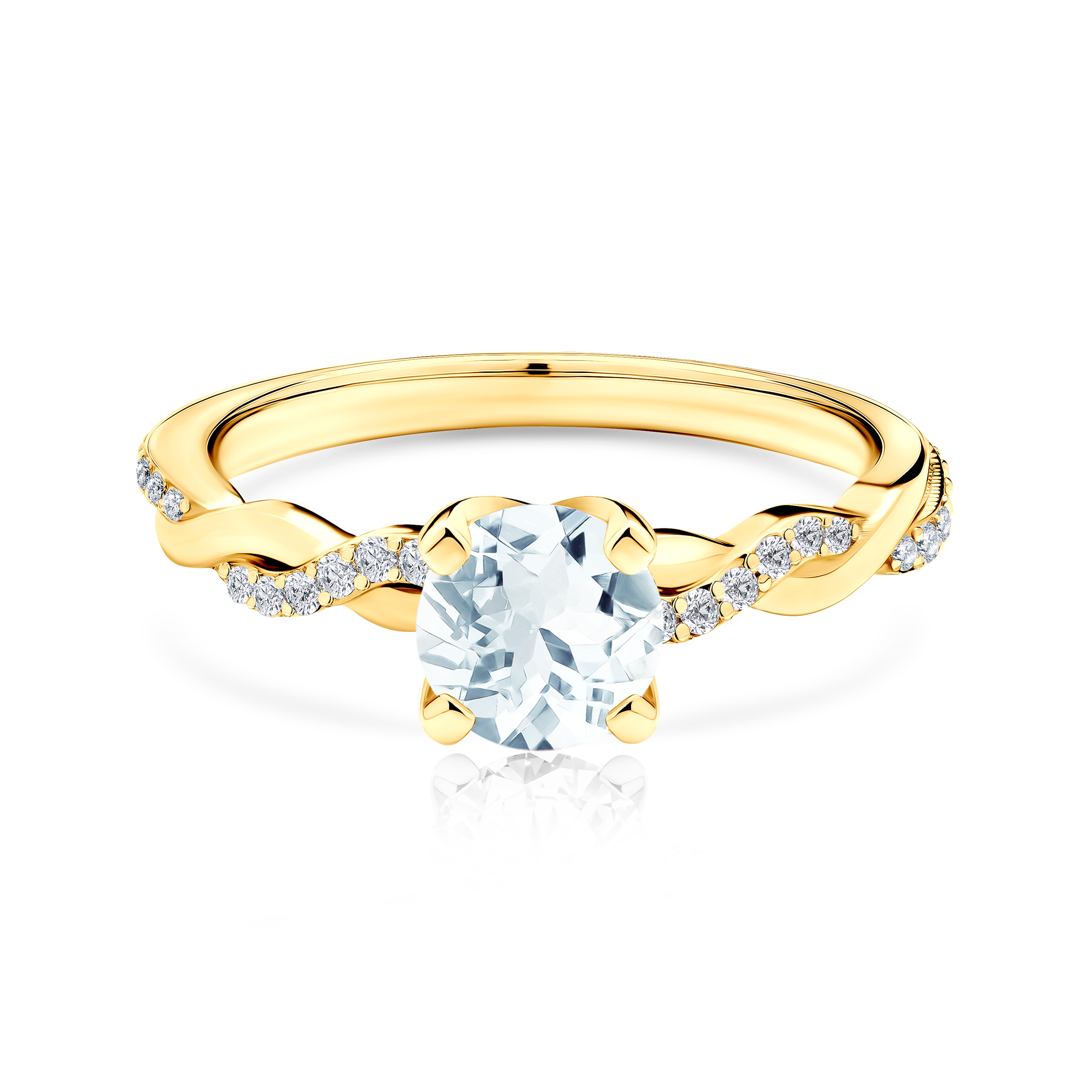 Pierścionek zaręczynowy SAVICKI: złoty, akwamaryn