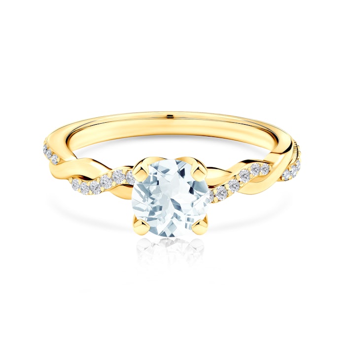 Pierścionek zaręczynowy SAVICKI: złoty, akwamaryn