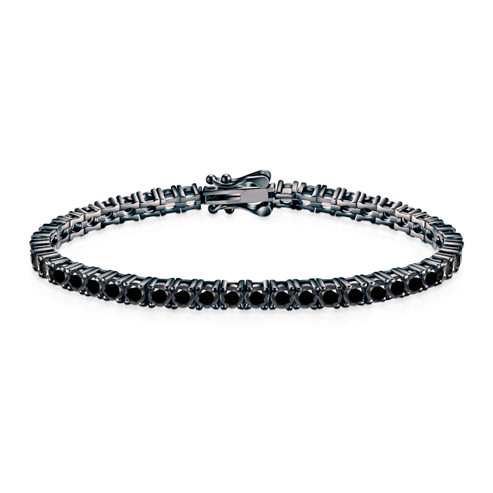 Luminy tennis bracelet 3.4 mm: blackened silver, black moissanites