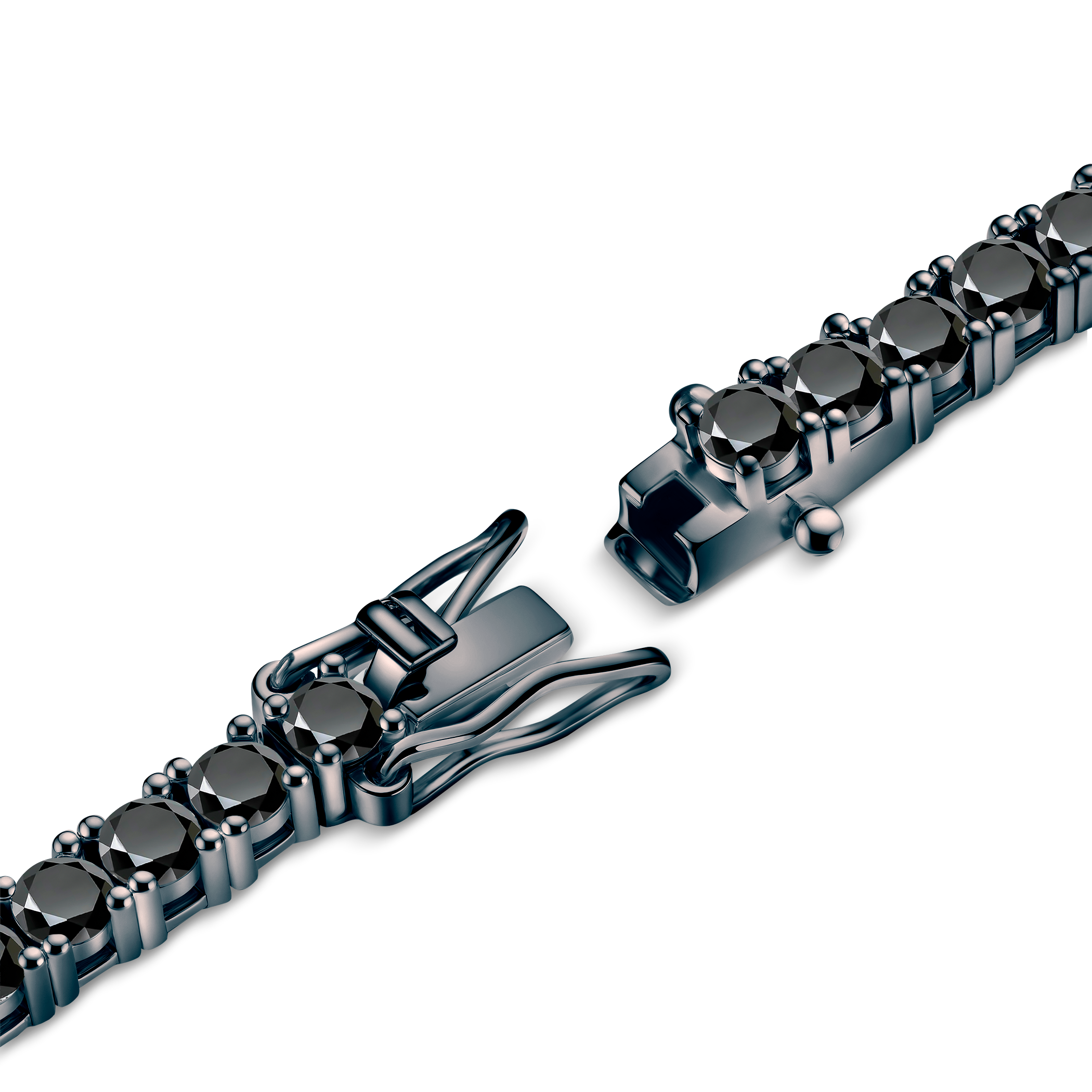 Tennisarmband Luminy 3,4 mm: schwarzes Silber, schwarze Moissanite