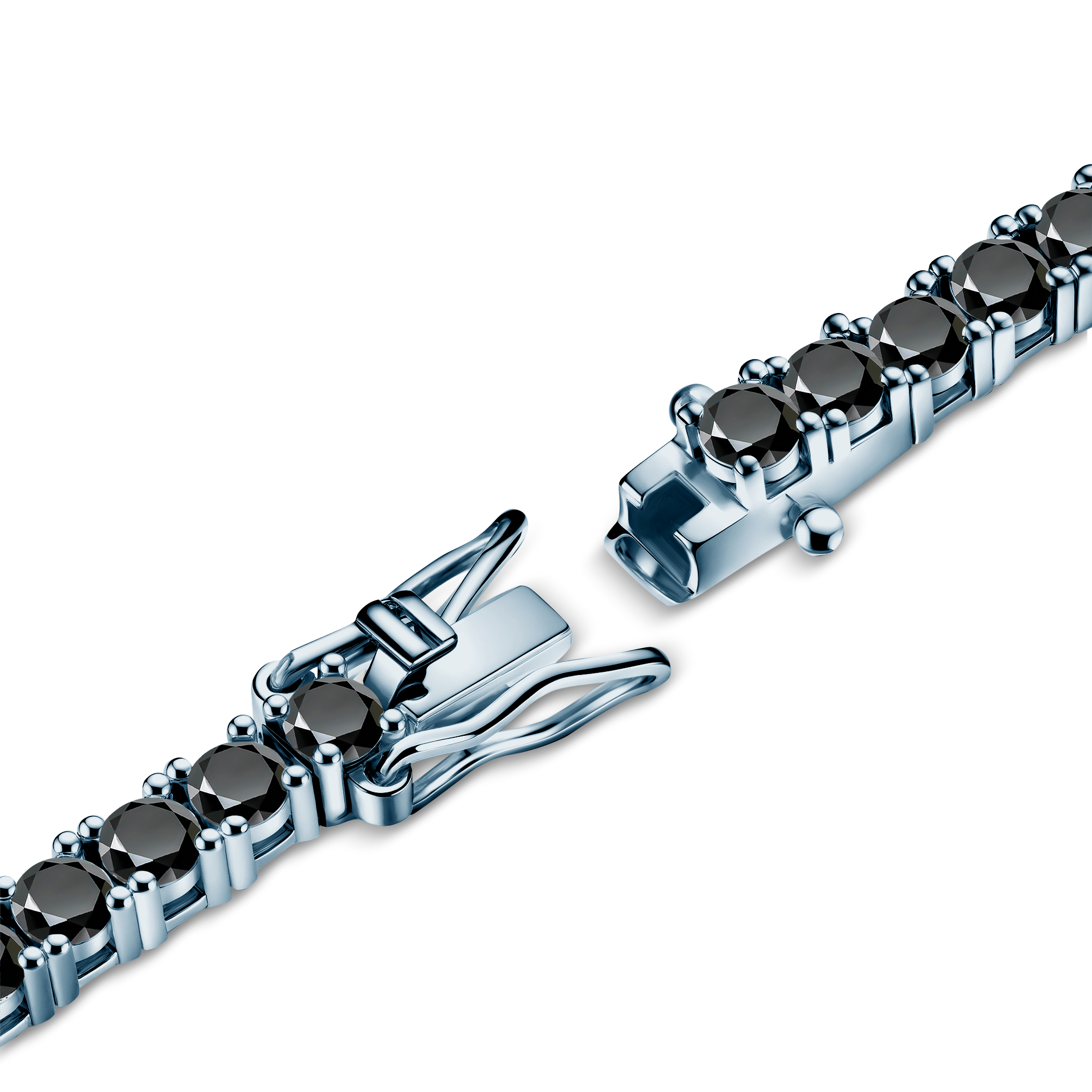 Tennisarmband Luminy 3,4 mm: silbern, schwarze Moissanite