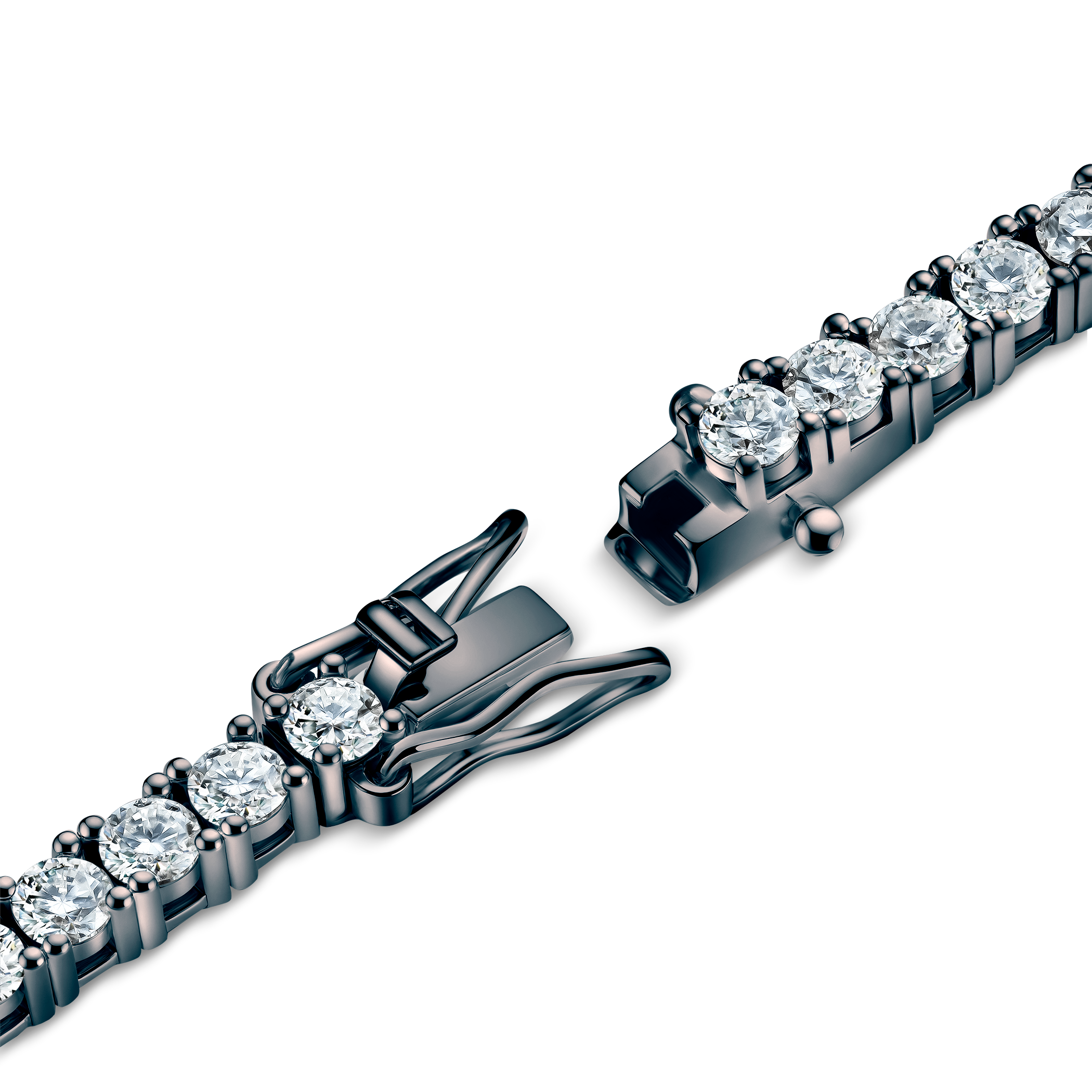 Tennisarmband Luminy 3,4 mm: schwarzes Silber, Moissanite