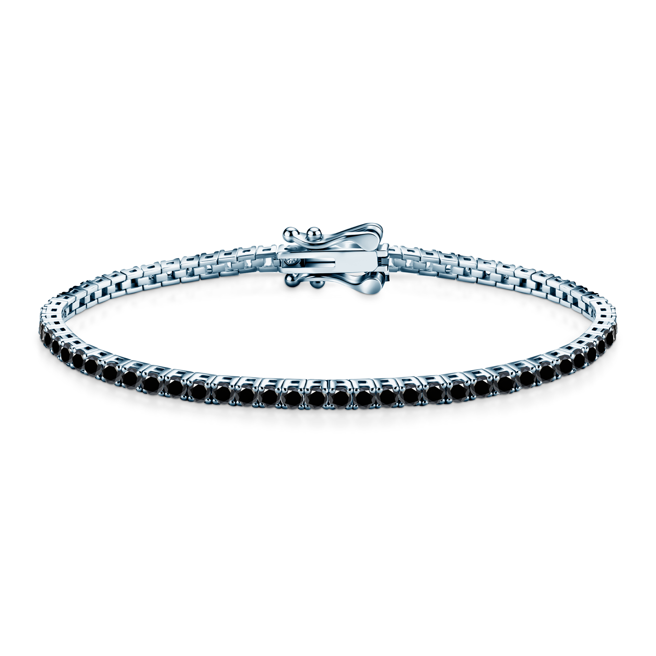Luminy tennis bracelet 2.2 mm: silver, black moissanites