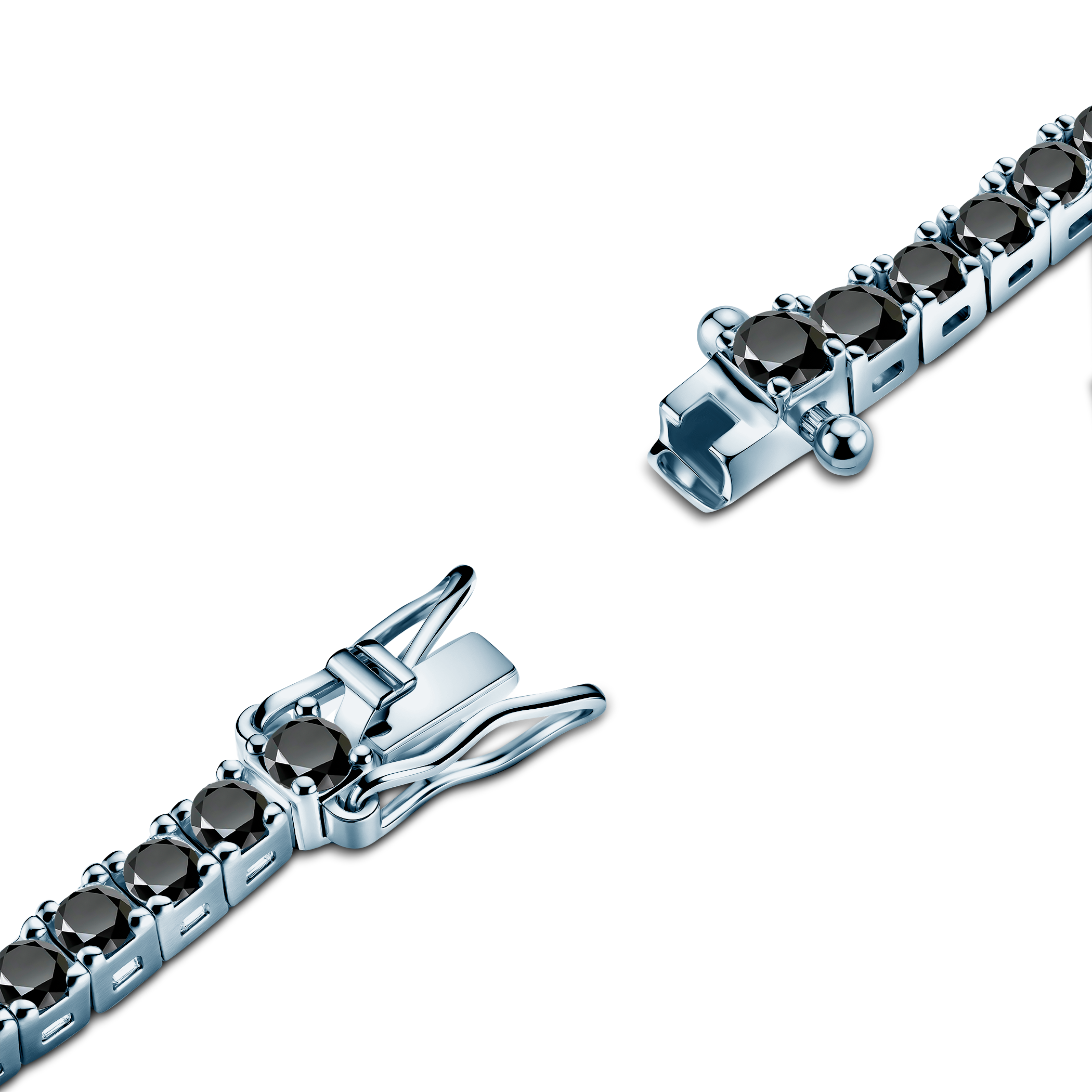 Tennisarmband Luminy 2,2 mm: silbern, schwarze Moissanite