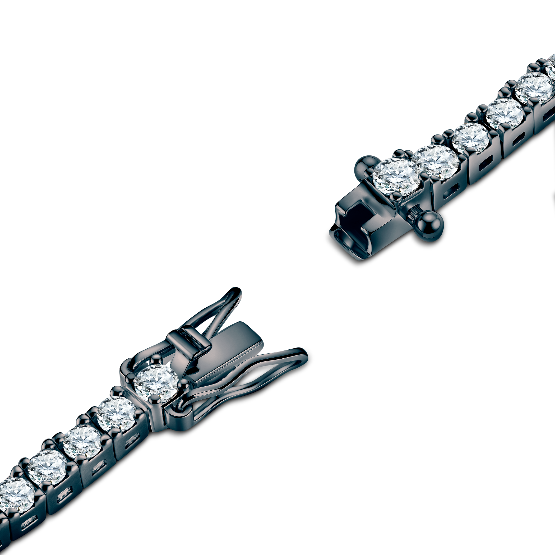 Tennisarmband Luminy 2,2 mm: schwarzes Silber, Moissanite