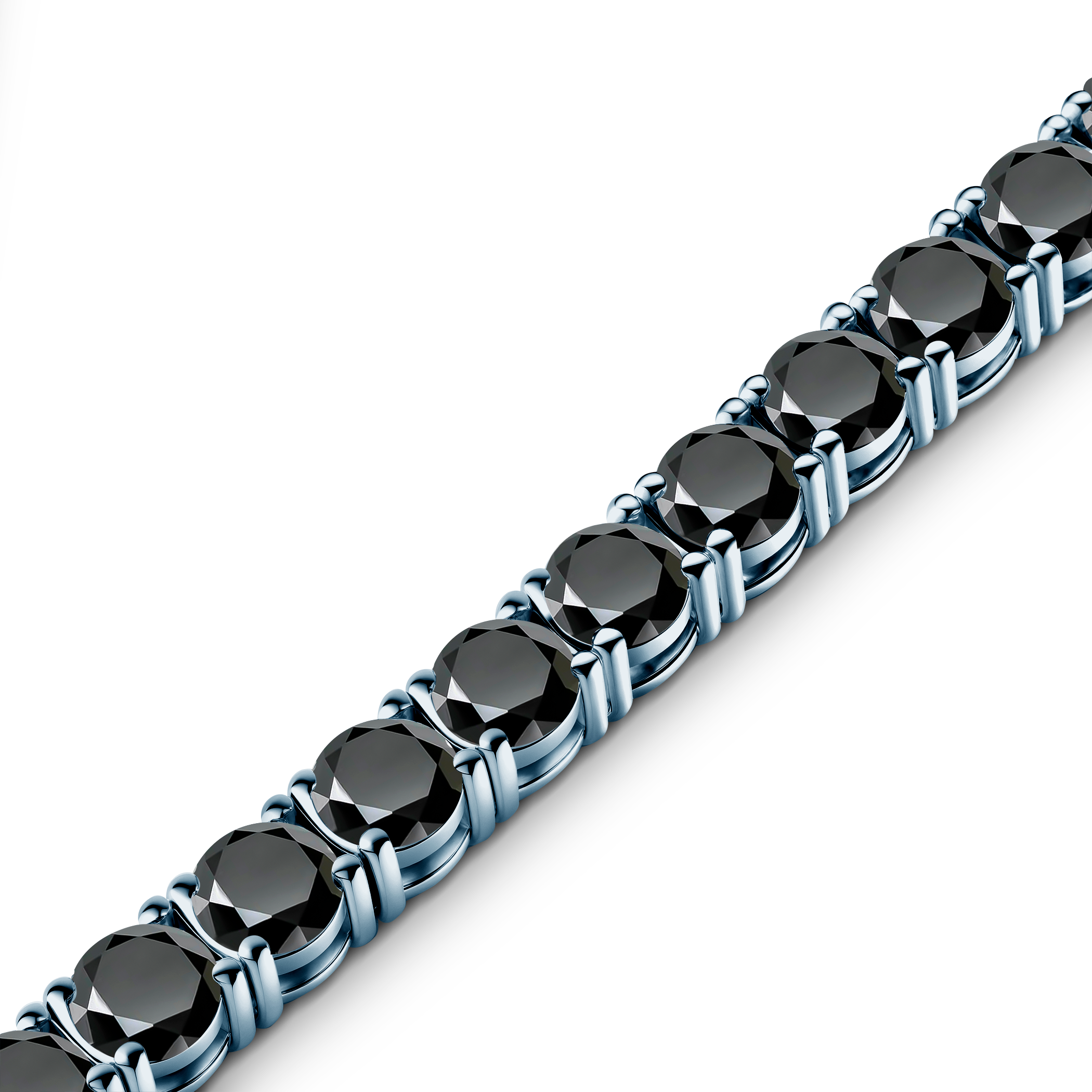 Tennisarmband Luminy 4,1 mm: silbern, schwarze Moissanite