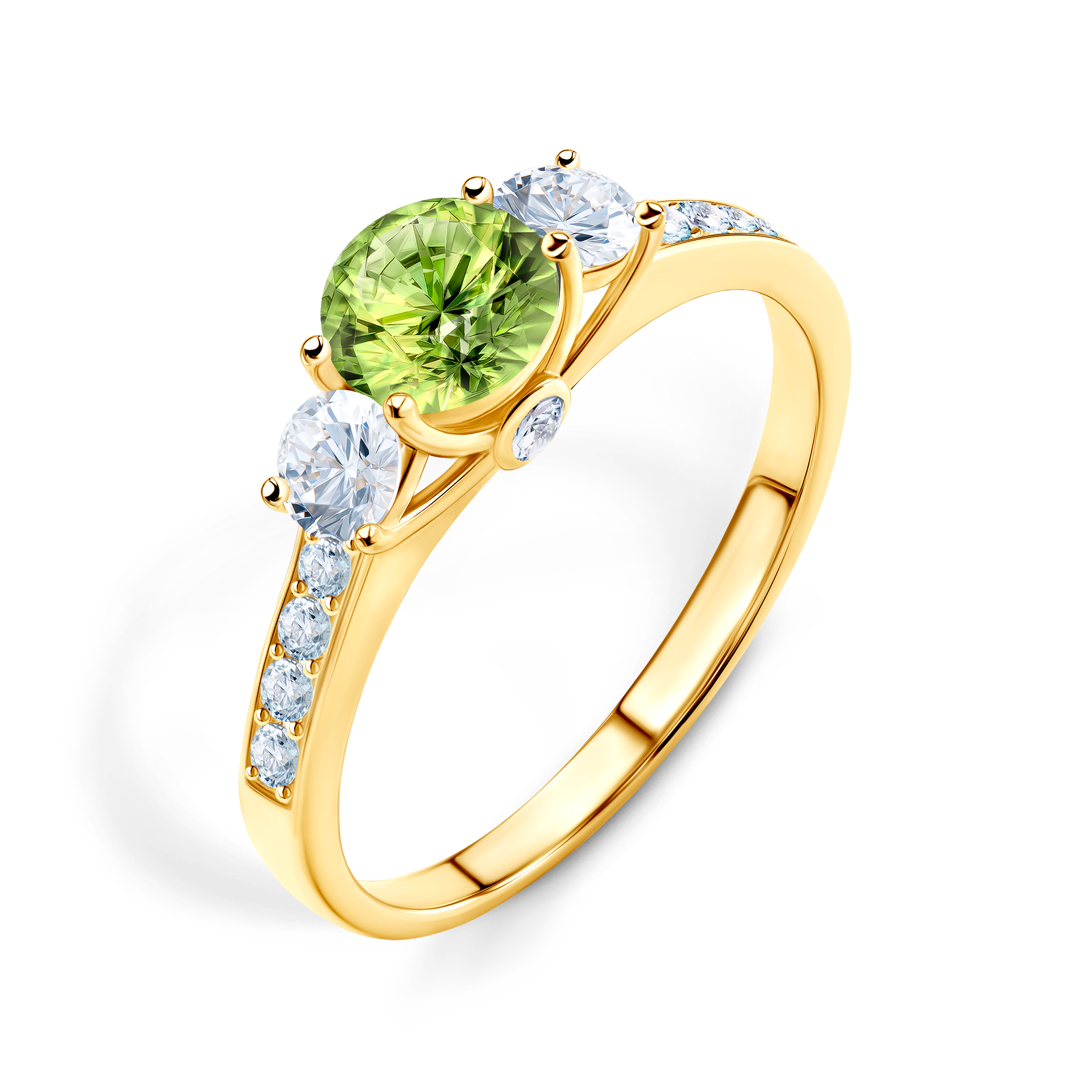 Pierścionek zaręczynowy Dream: złoty, oliwin - 4