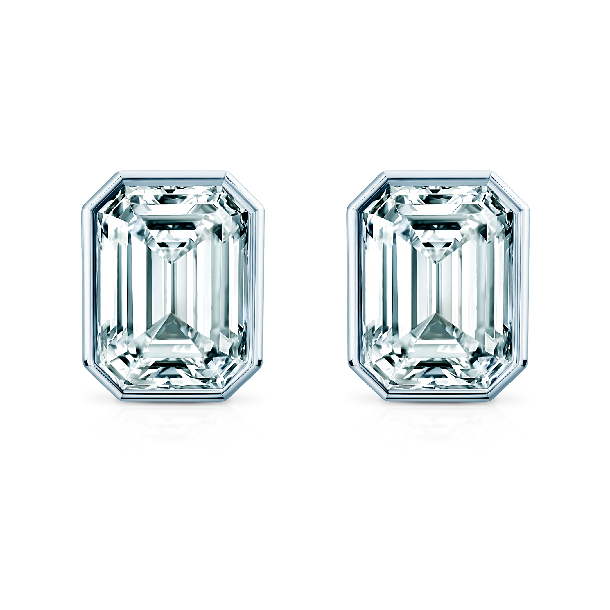 Kolczyki Pure: białe złoto, diamenty laboratoryjny w szlifie szmaragdowym