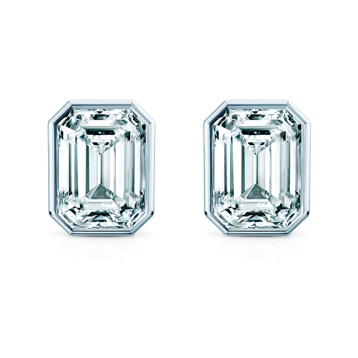 Kolczyki Pure: białe złoto, diamenty laboratoryjny w szlifie szmaragdowym