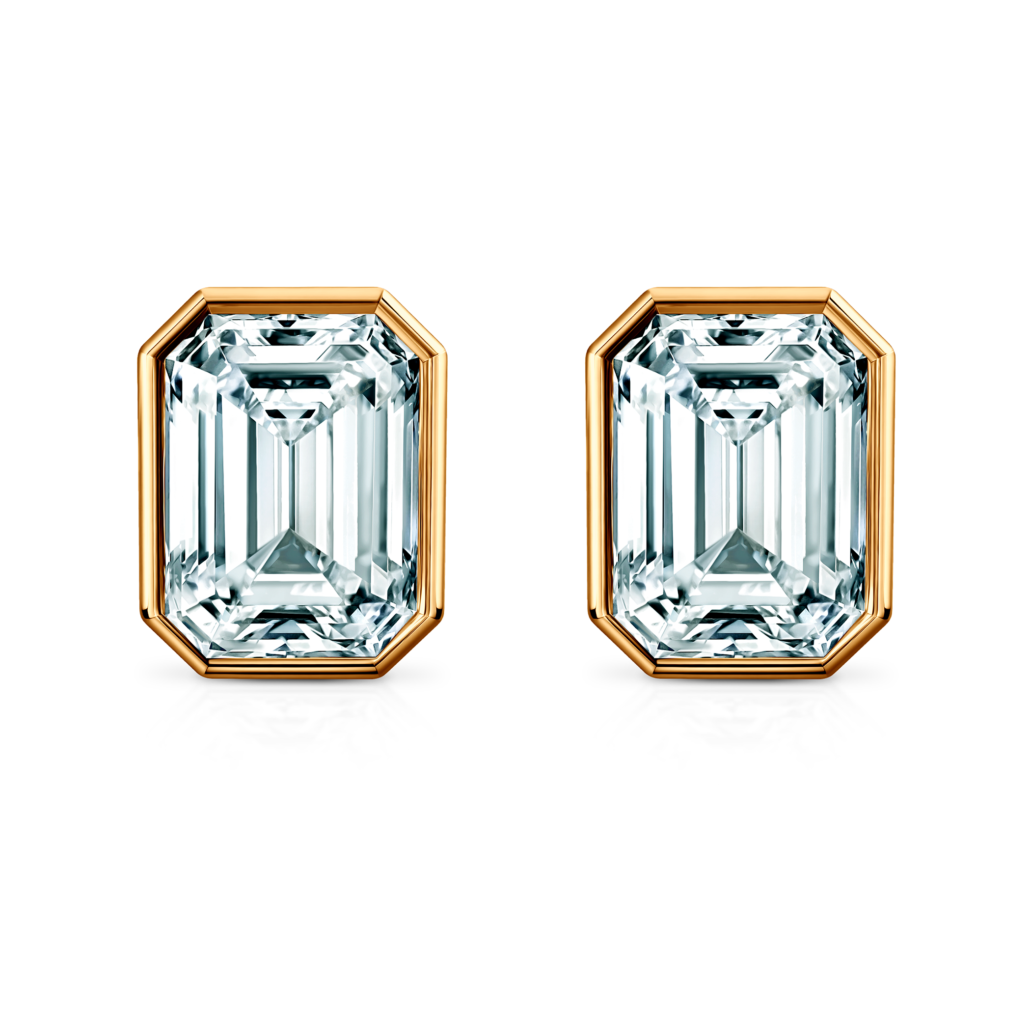 Kolczyki Pure: złote, diamenty laboratoryjny w szlifie szmaragdowym