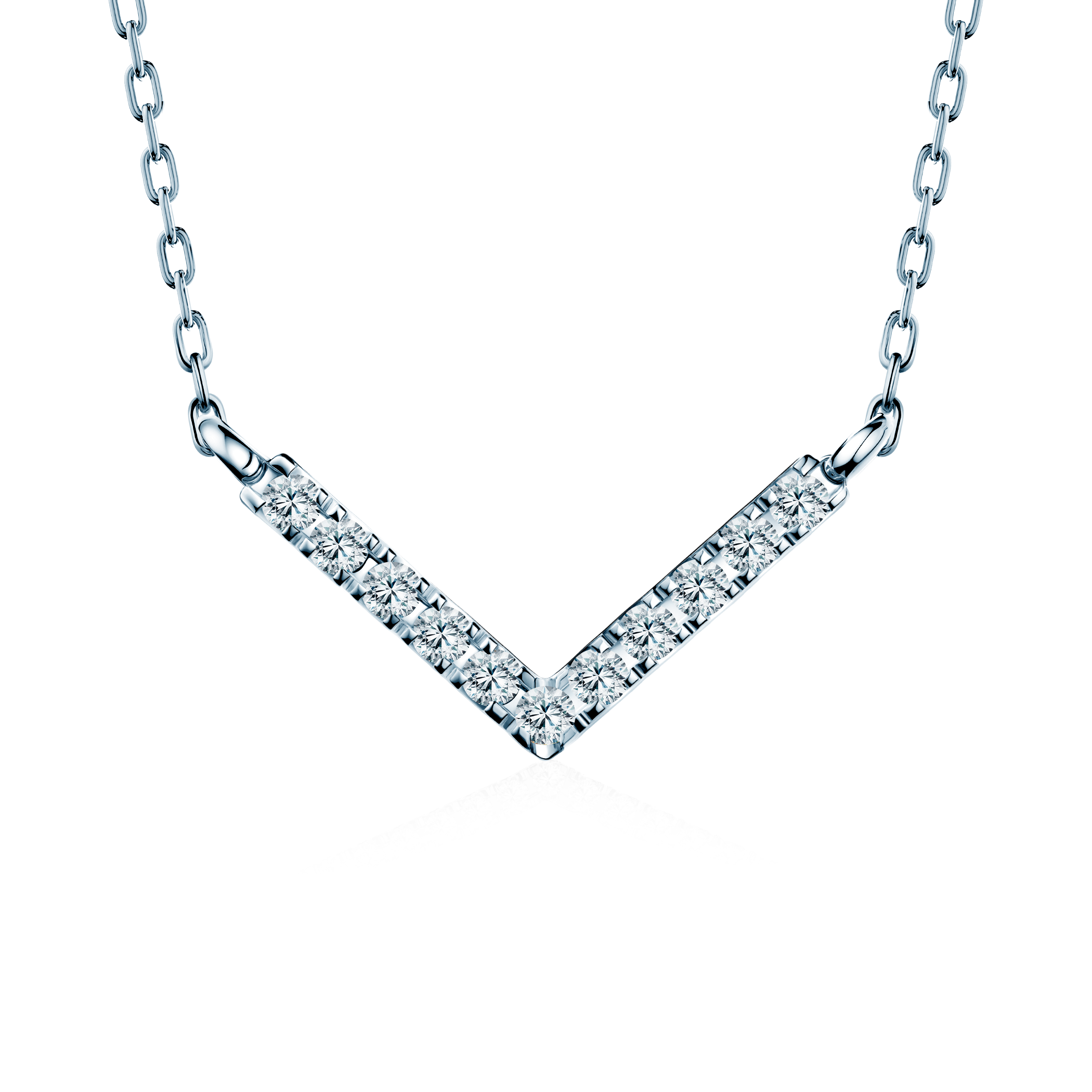 14K white gold necklace with 0.15ct lab-grown white diamonds 42 cm