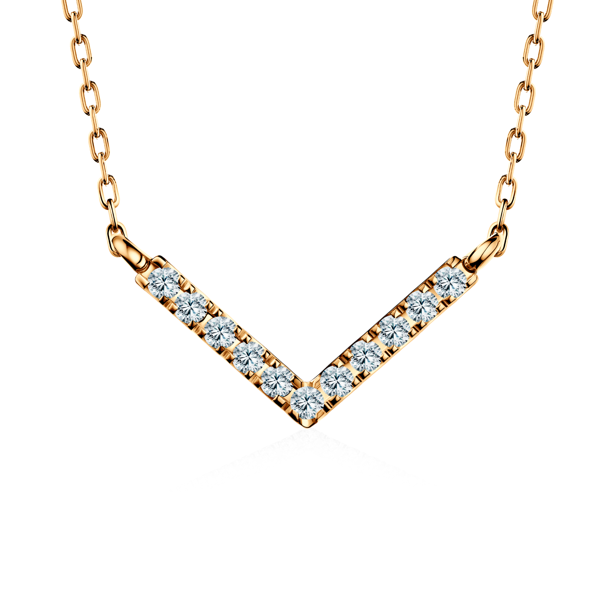 Halskette mit weißen Labordiamanten 0,15 ct 585er Gold 42 cm