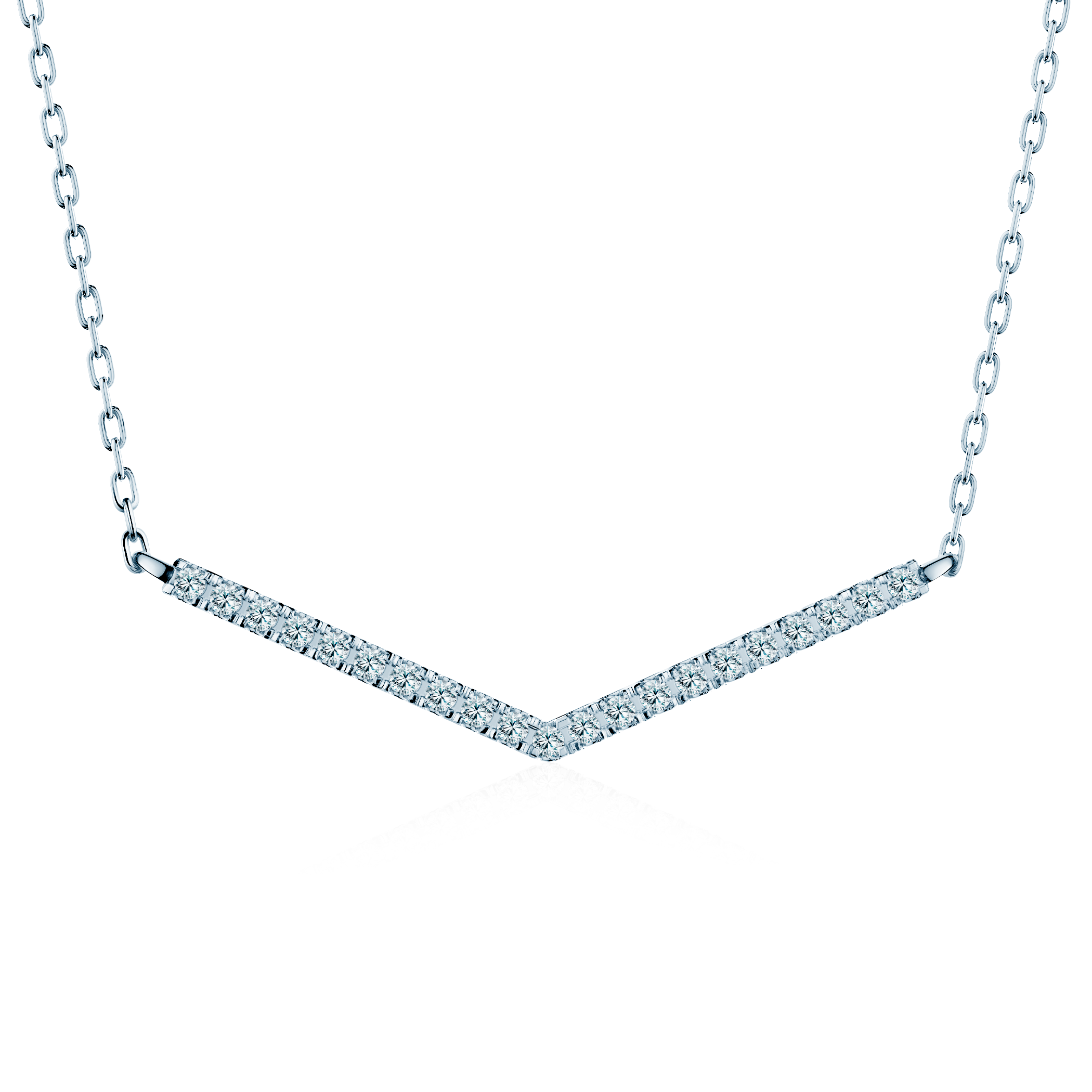 14K white gold necklace with 0.15ct lab-grown white diamonds 42 cm