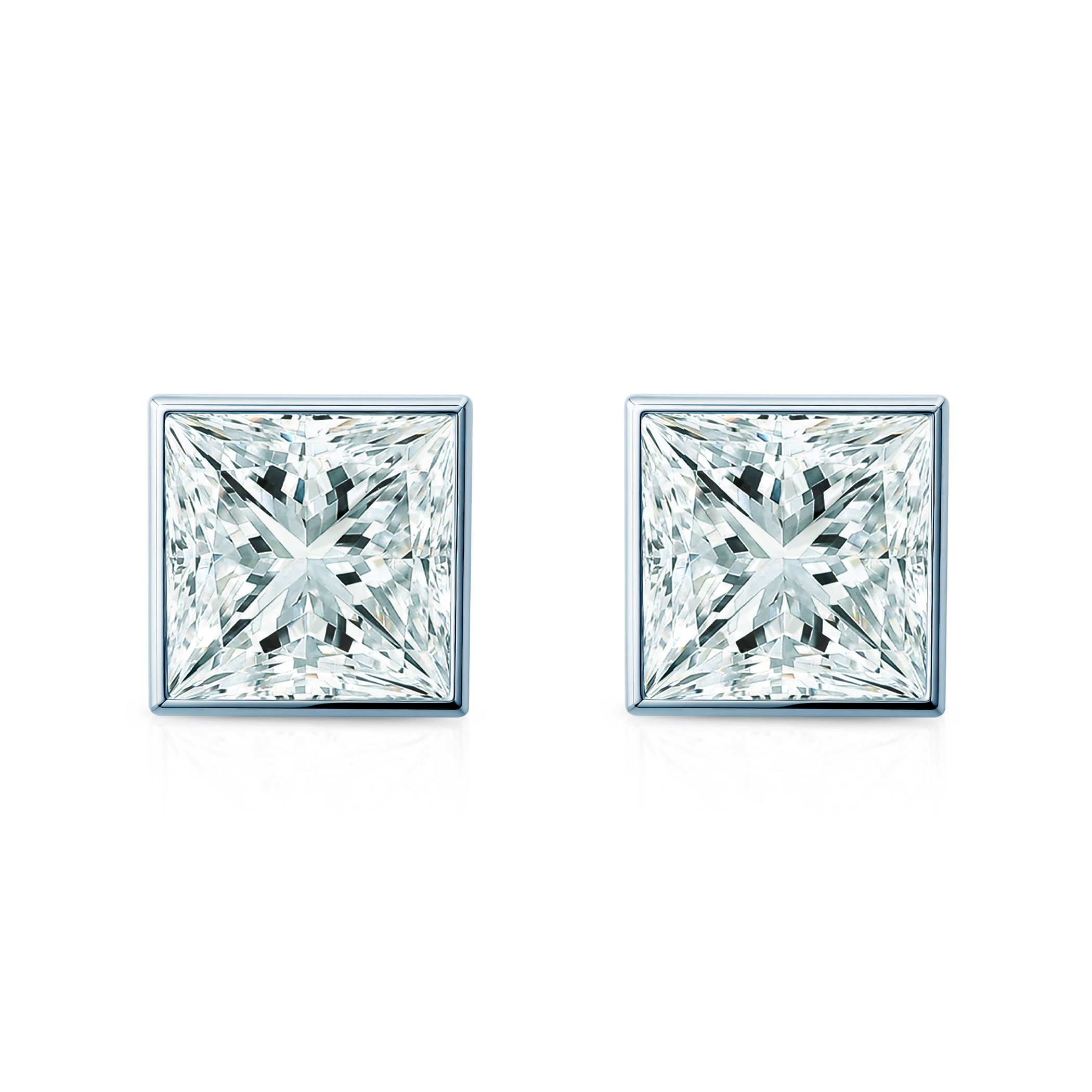 Kolczyki Pure: białe złoto, diamenty laboratoryjny w szlifie princess