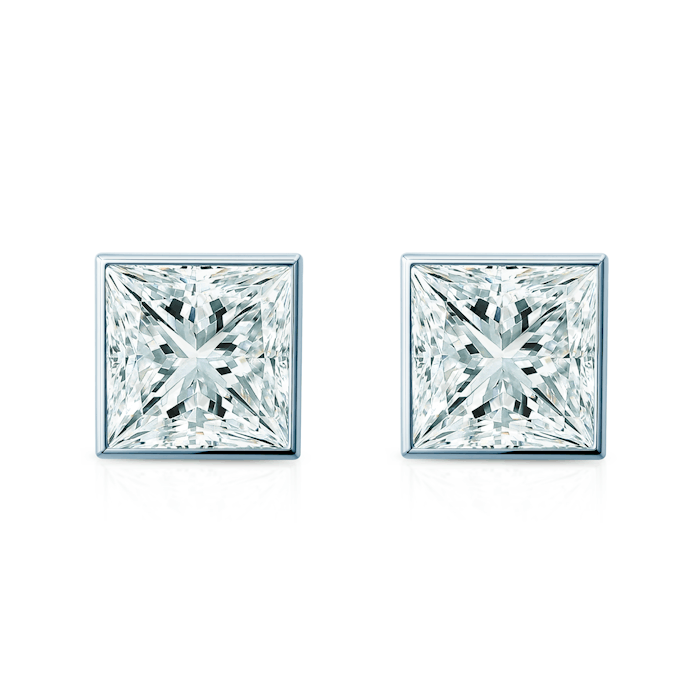 Kolczyki Pure: białe złoto, diamenty laboratoryjny w szlifie princess