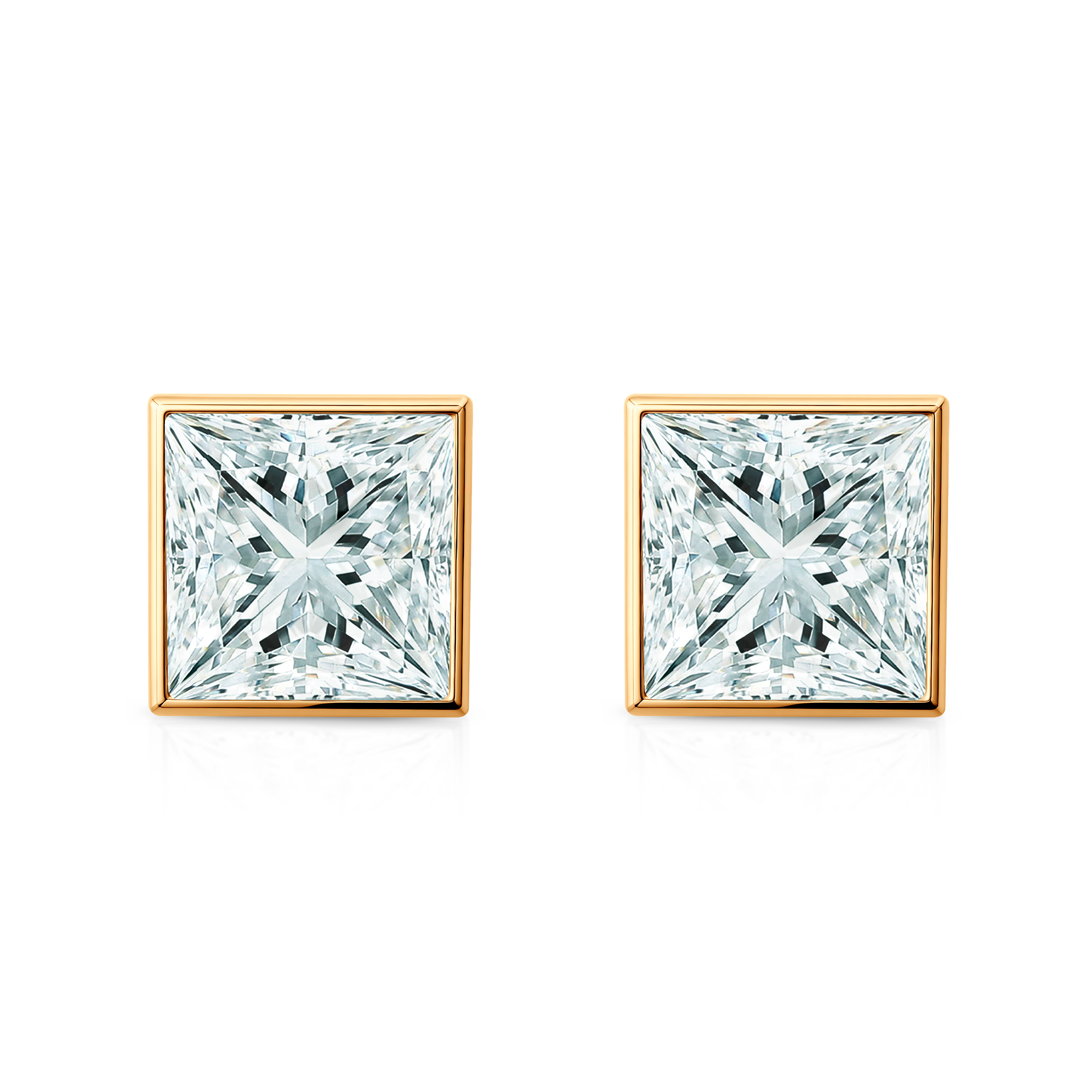 Kolczyki Pure: złote, diamenty laboratoryjny w szlifie princess