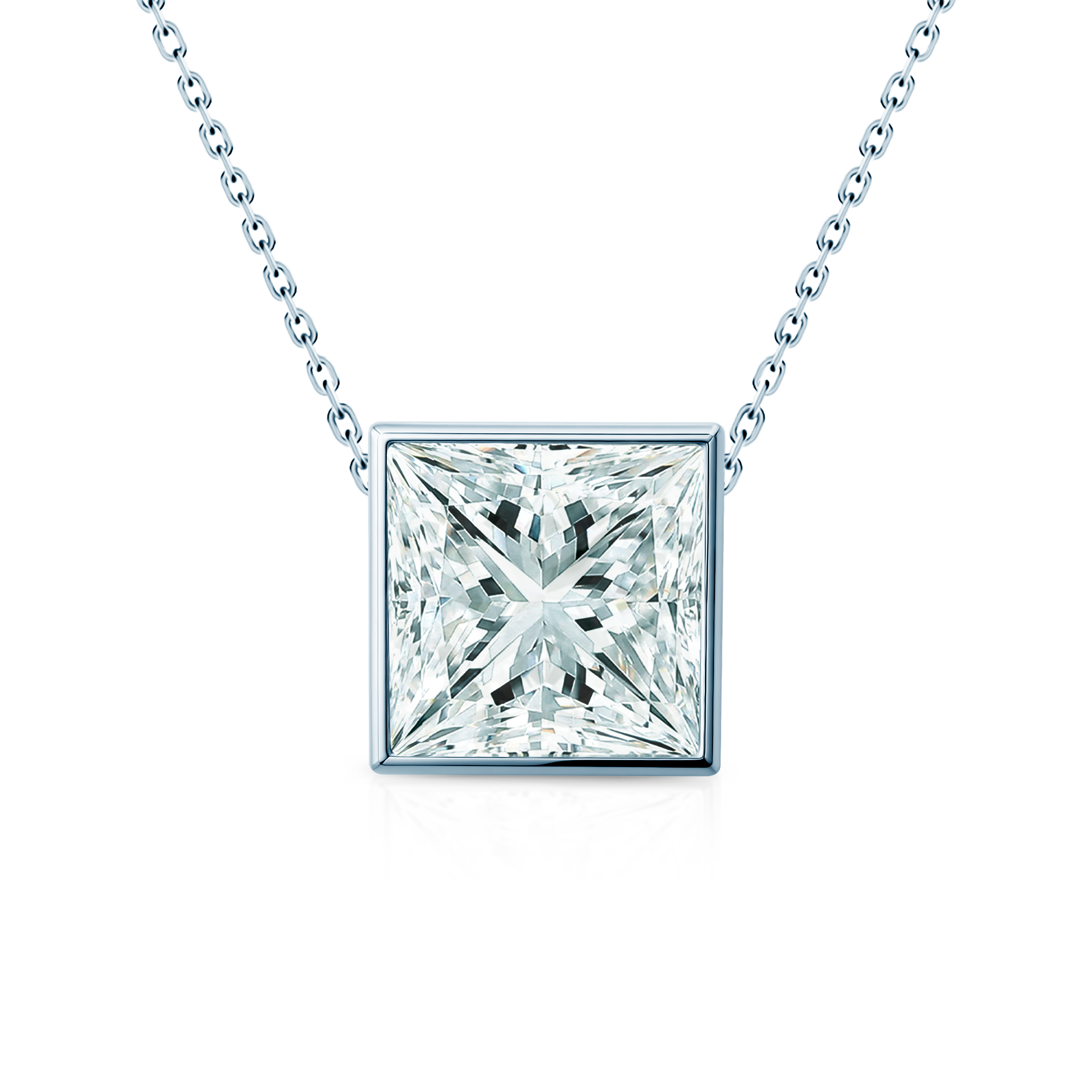 Naszyjnik z białego złota 585 z białym diamentem 0.08ct 42 cm