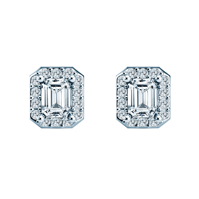 Kolczyki This is Love: białe złoto, diamenty w szlifie szmaragdowym
