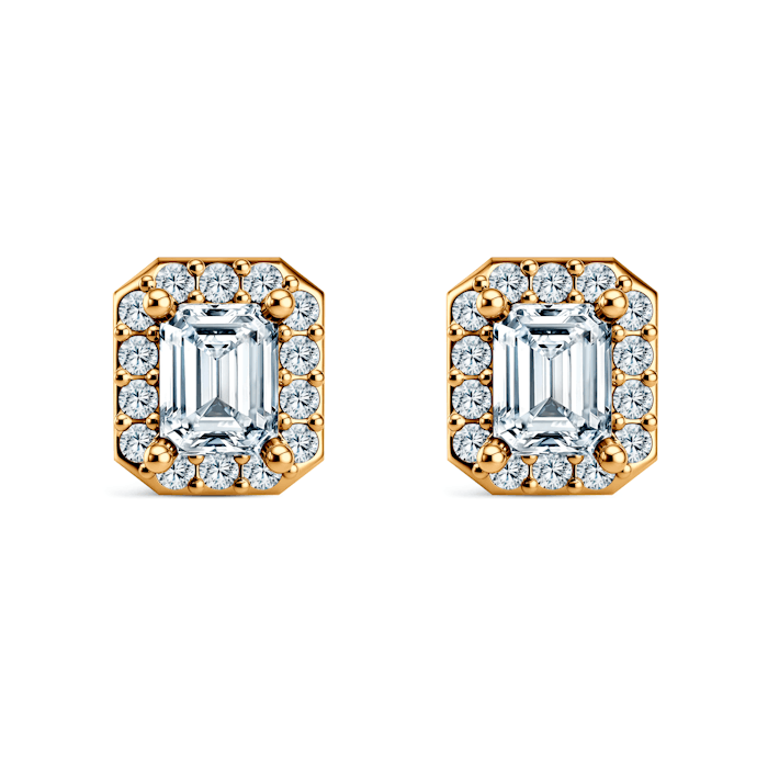 Kolczyki This is Love: złote, diamenty w szlifie szmaragdowym