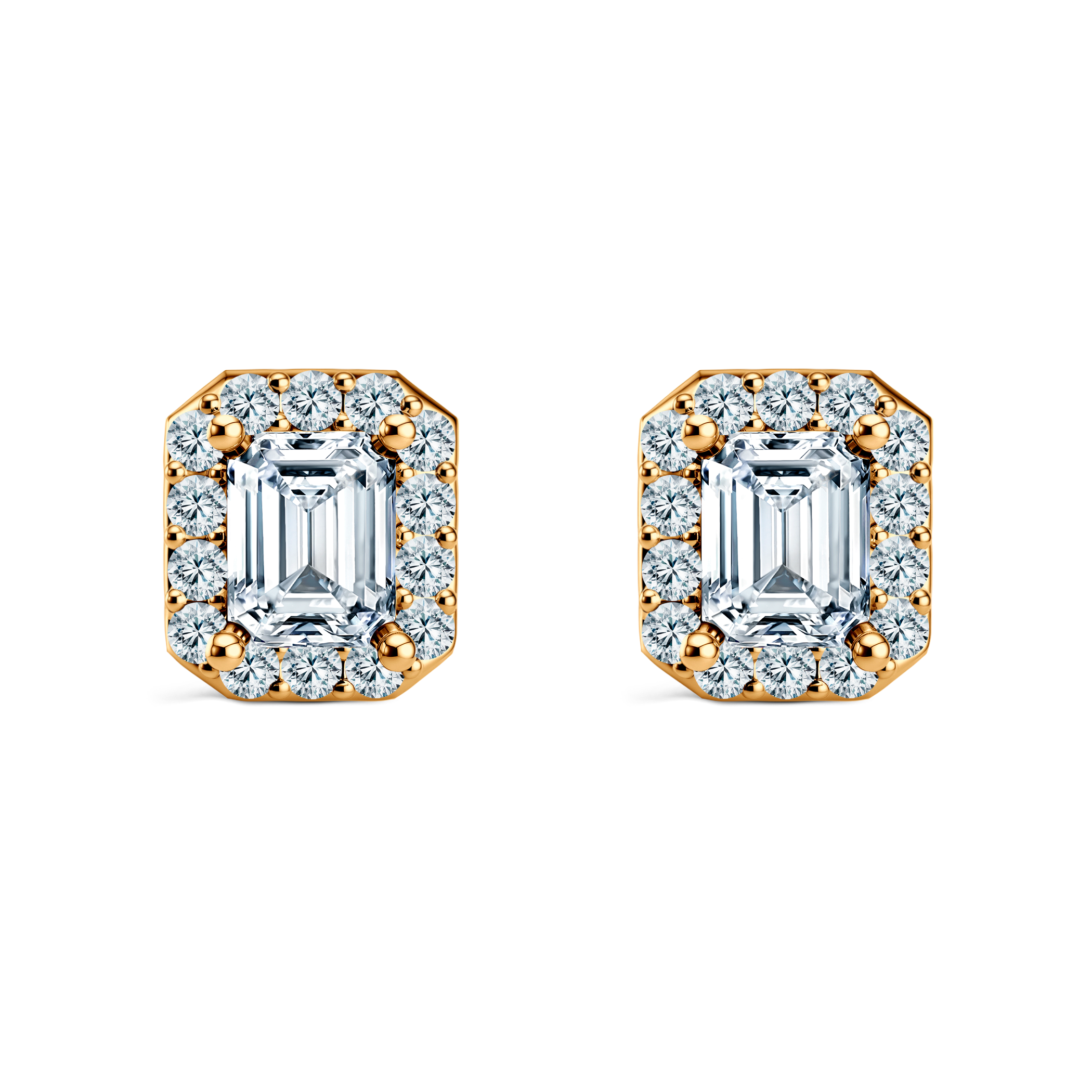 Kolczyki This is Love: złote, diamenty w szlifie szmaragdowym