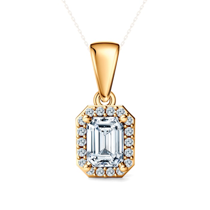 Zawieszka This is Love: złota, diamenty w szlifie szmaragdowym